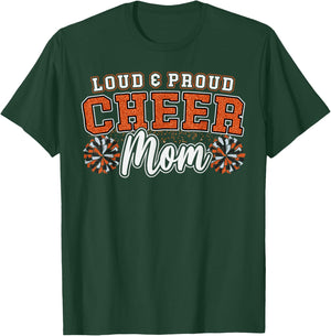 Loud & Proud Cheer Mom Orange Pom Poms Cheerleader Women T-Shirt - T-Shirt | Forest