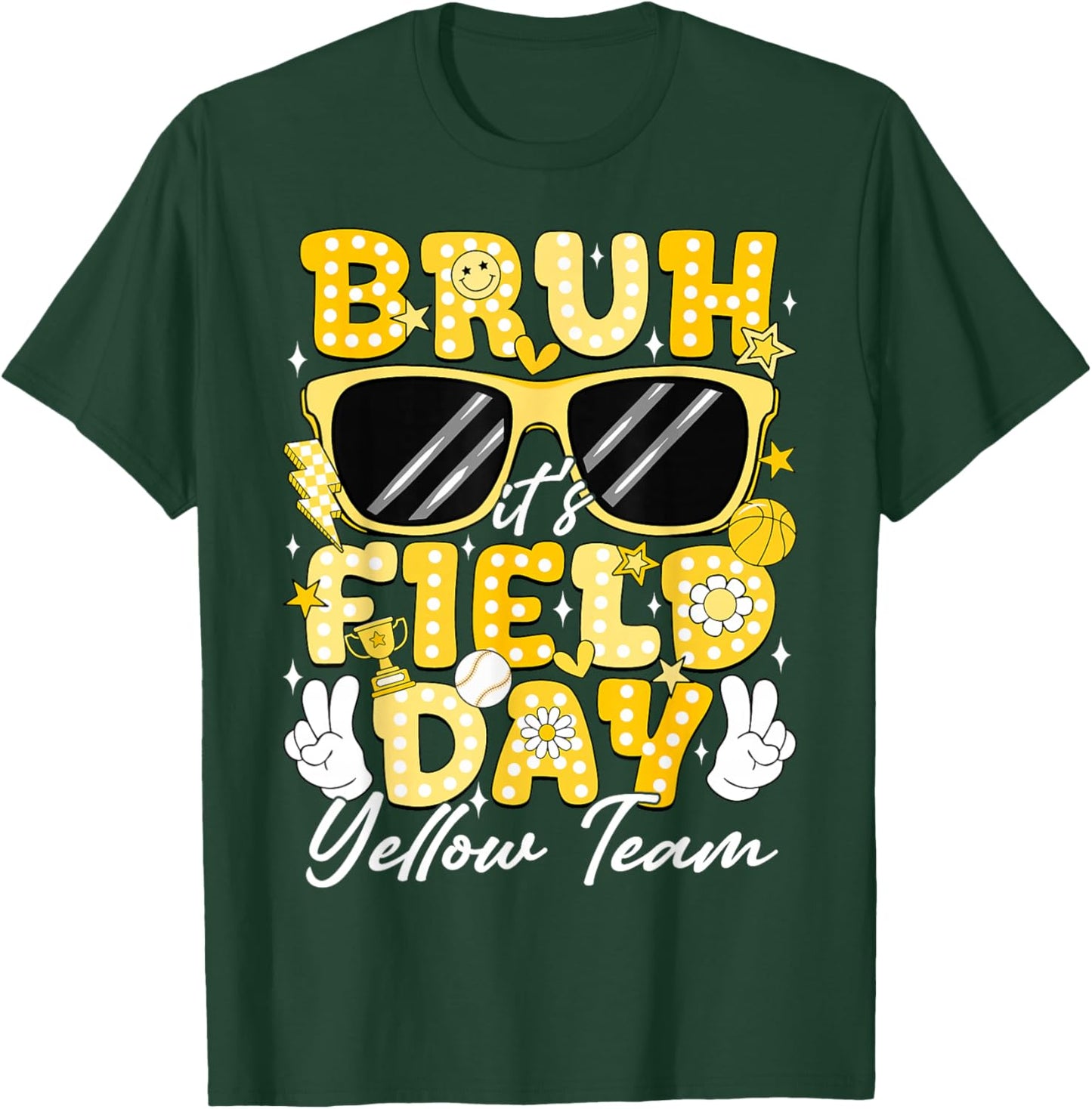 Bruh It's Field Day Yellow Team Field Trip 2026 Teacher Kids T-Shirt - T-Shirt | Forest