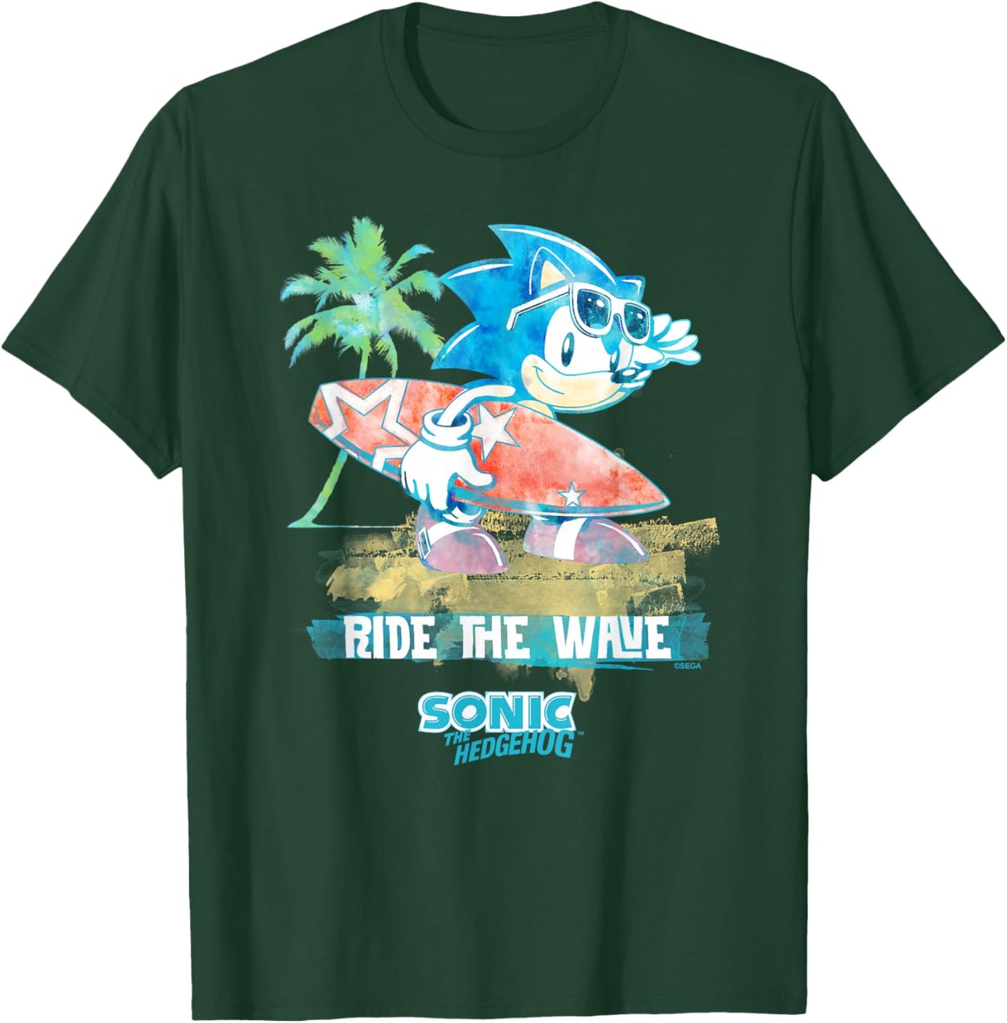 Sonic The Hedgehog - Ride The Wave Sonic T-Shirt - T-Shirt | Forest