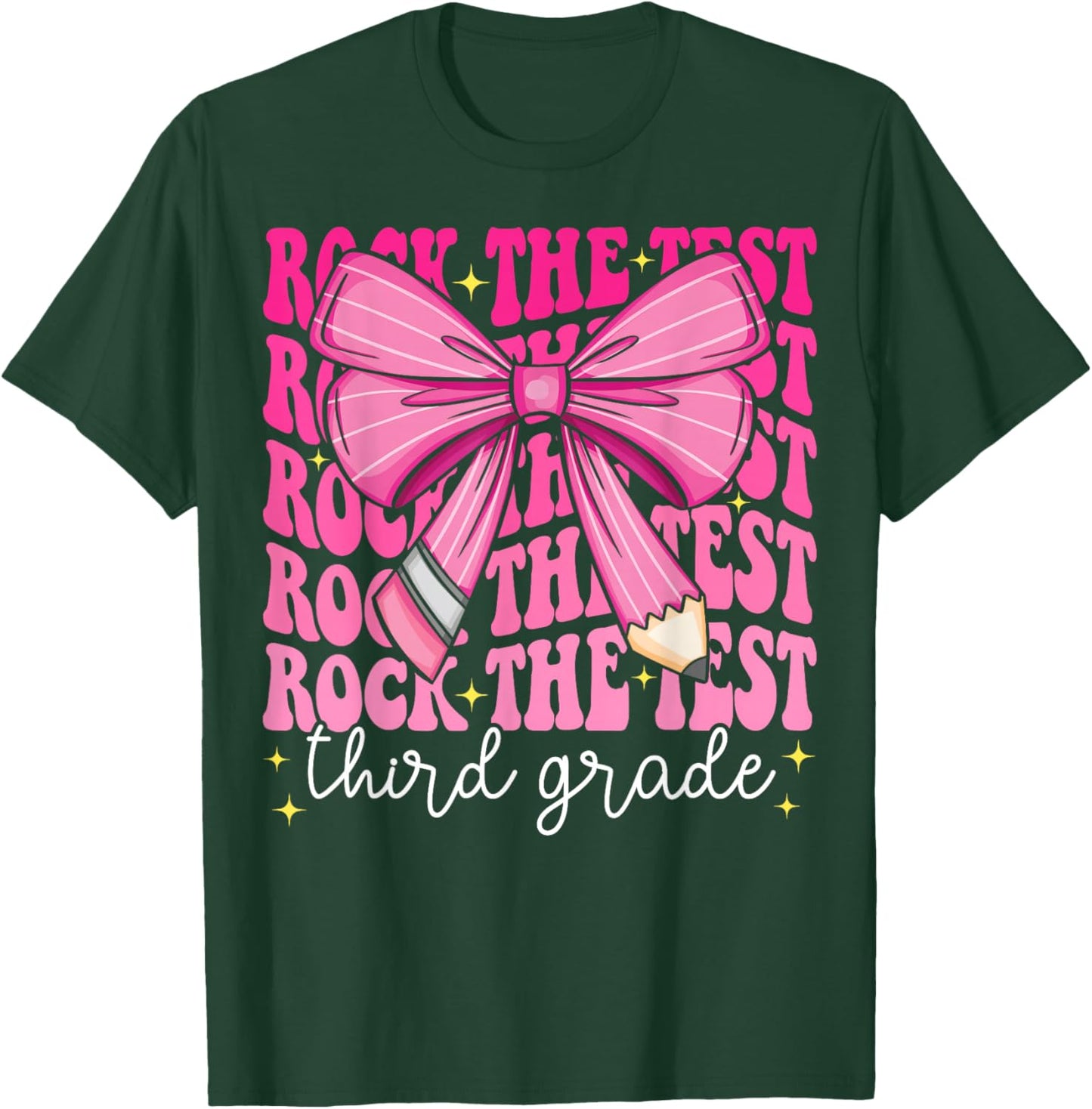 Rock The Test Day 3rd Grade Teacher Third Grade Testing Day T-Shirt - T-Shirt | Forest