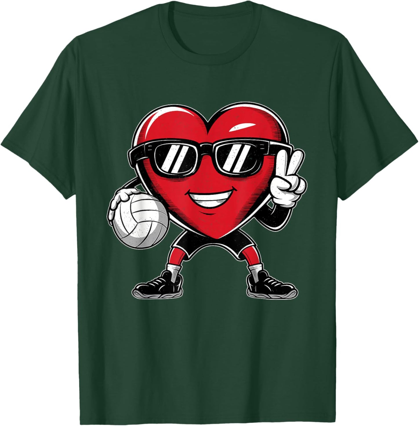 Heart Playing Volleyball Valentines Day Kids Boys Girls T-Shirt - T-Shirt | Forest