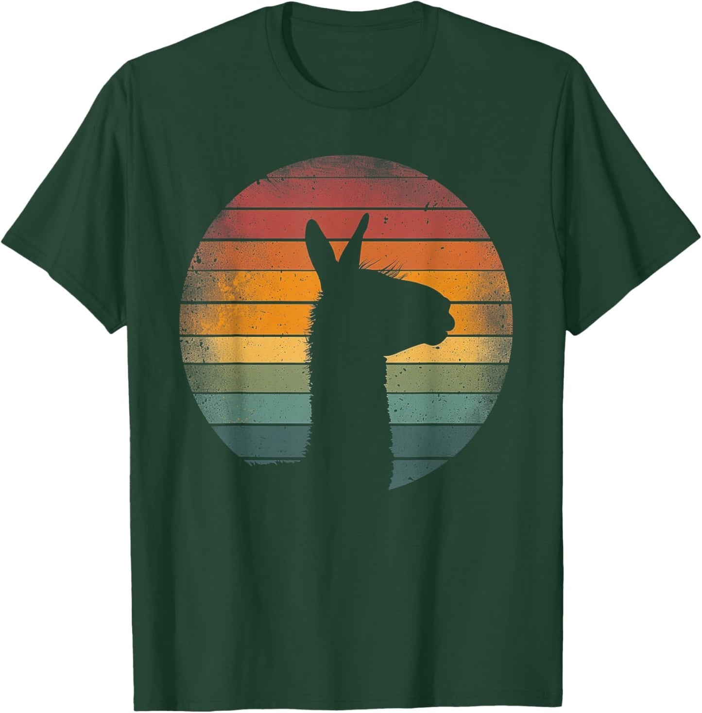 Llama Alpaca - Retro 70s 80s Graphic Vintage Men Women Kids T-Shirt - T-Shirt | Forest