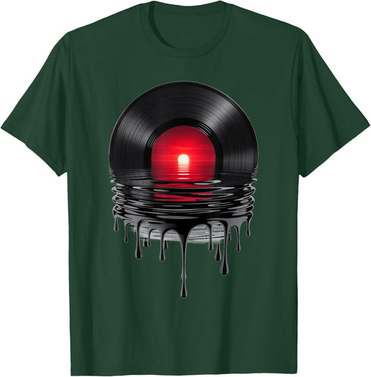 Melting Vinyl Record Vintage Sunset Drip Vinyl Record Lovers T-Shirt - T-Shirt | Forest