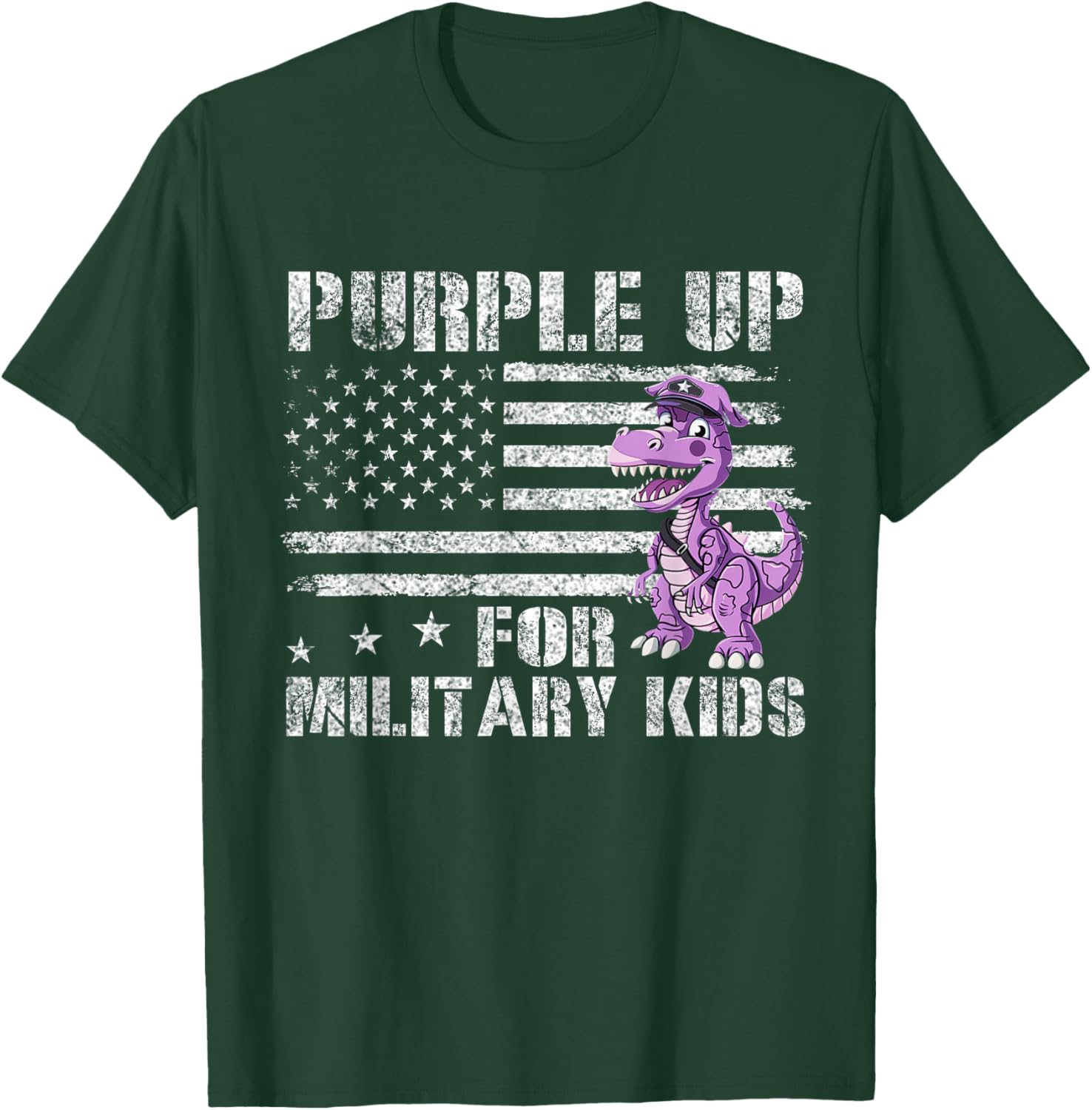 Purple Up For Military Dinosaur Kids Military Month Shirt T-Shirt - T-Shirt | Forest