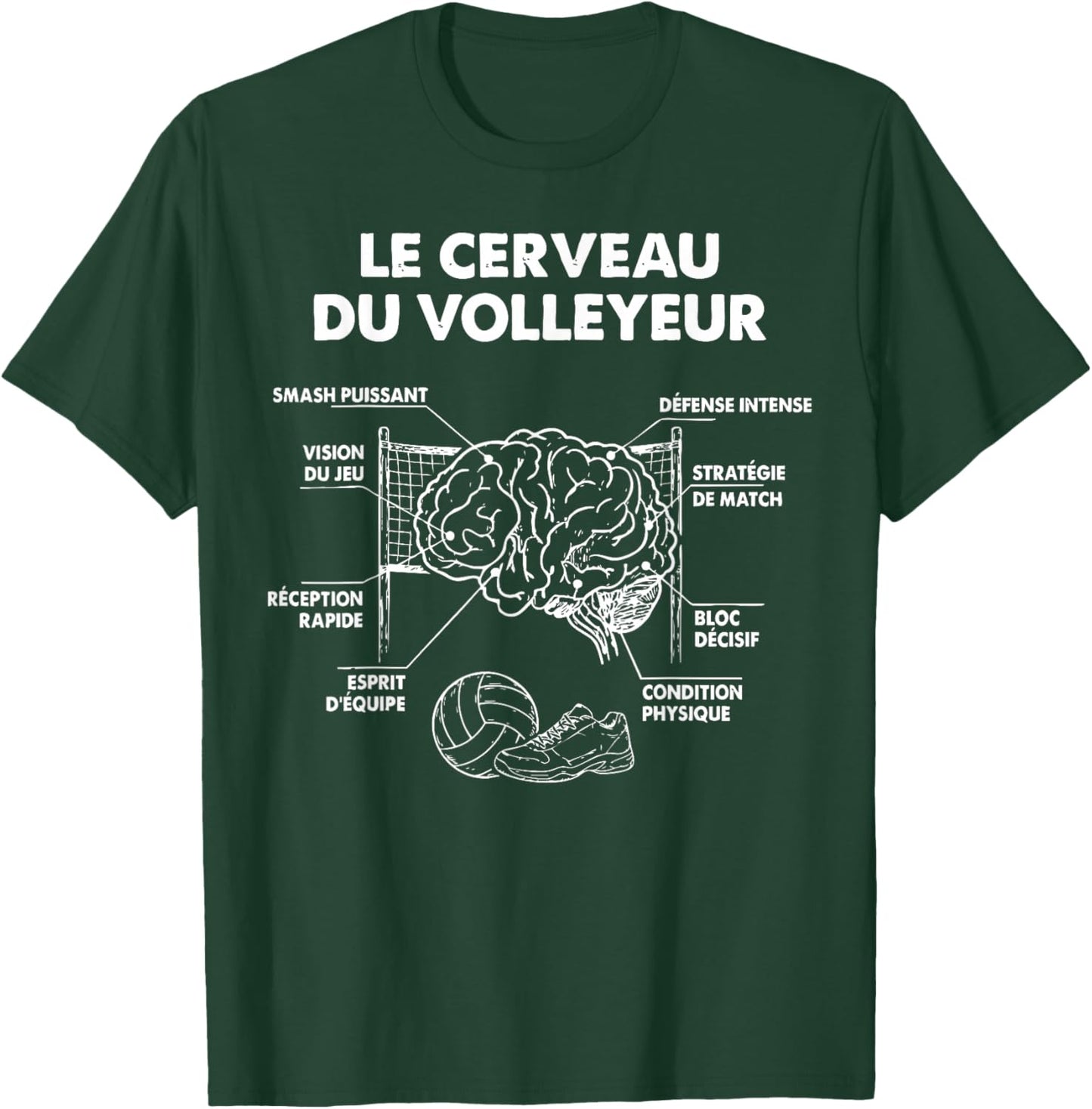 The Brain of Volleyball Player Volleyball Man T-Shirt - T-Shirt | Forest