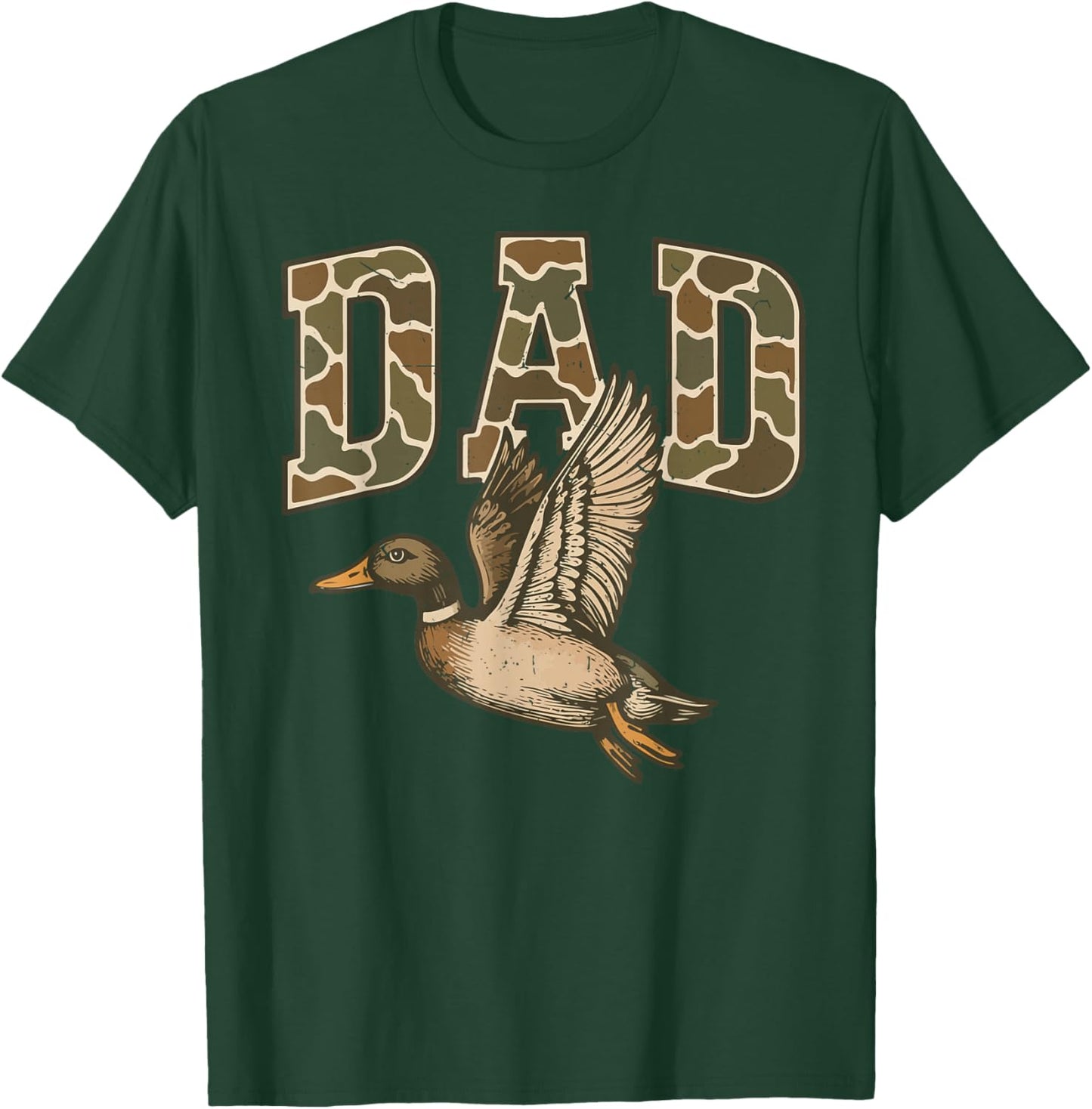 Men's Camouflage Dad Mallard Duck Hunting Camo Dog Hunting T-Shirt - T-Shirt | Forest