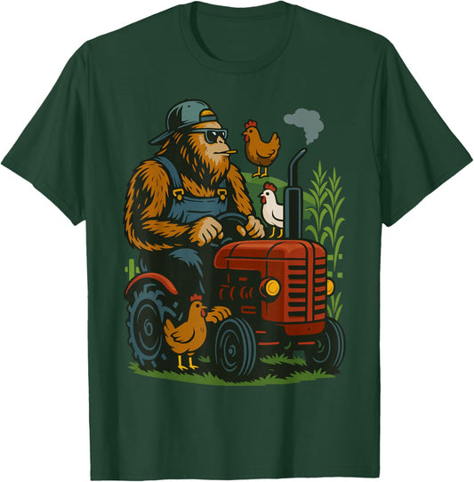 Funny Bigfoot Farmer Tractor Farming Farm Men Boys T-Shirt - T-Shirt | Forest