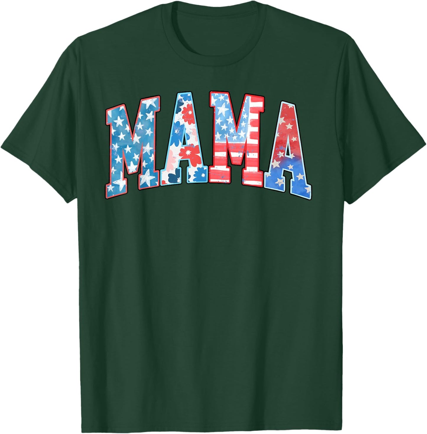 American Mama Patriotic Red White Blue America 4th of July T-Shirt - T-Shirt | Forest