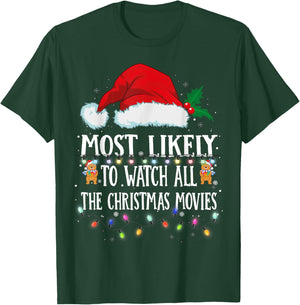 Matching Christmas PJS Most Likely To Watch Xmas Movies T-Shirt - T-Shirt | Forest