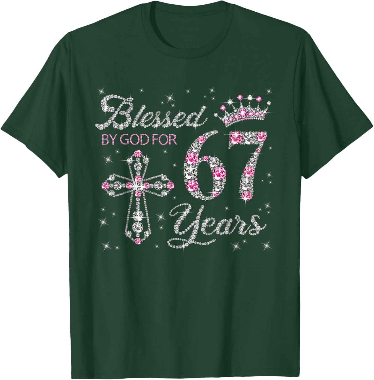 Blessed by God for 67 Years Old 67th Birthday Gift T-Shirt - T-Shirt | Forest