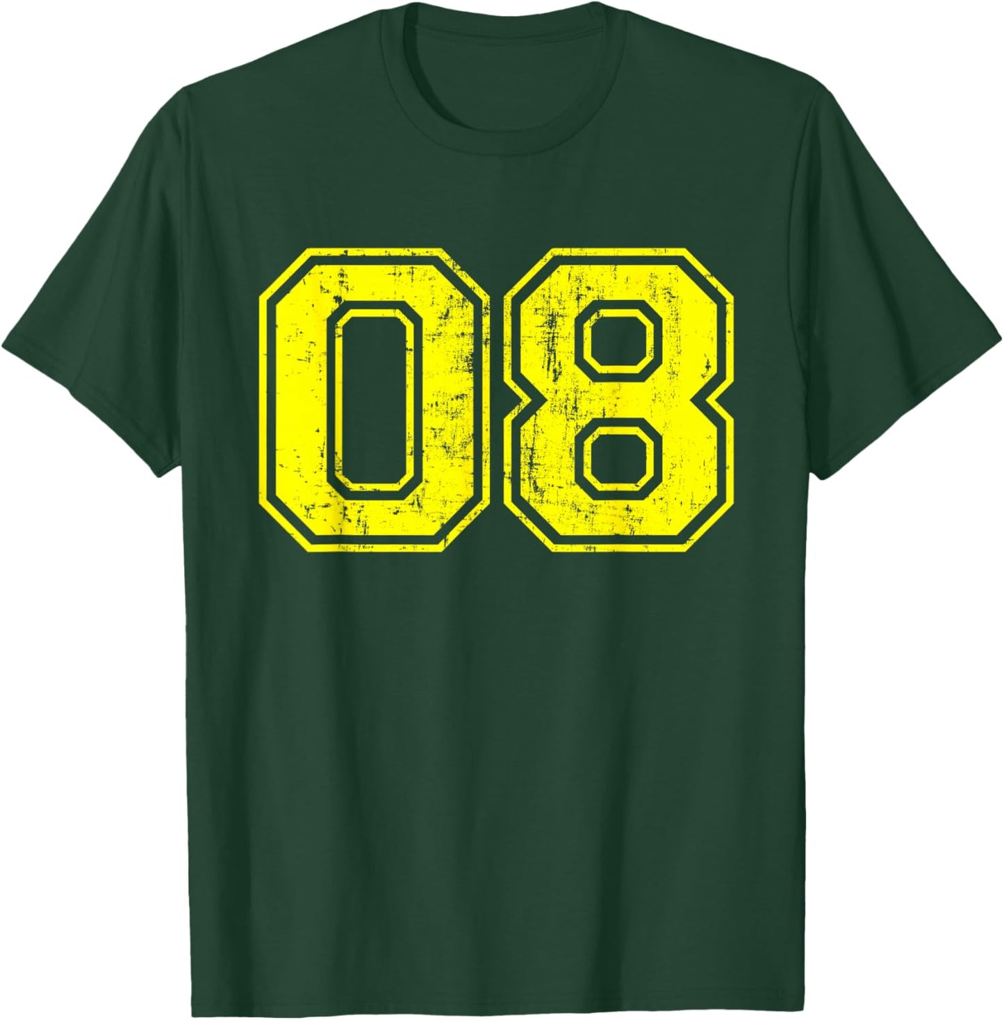 Number 08 Eight Varsity Distressed Vintage Sport Team Player T-Shirt - T-Shirt | Forest