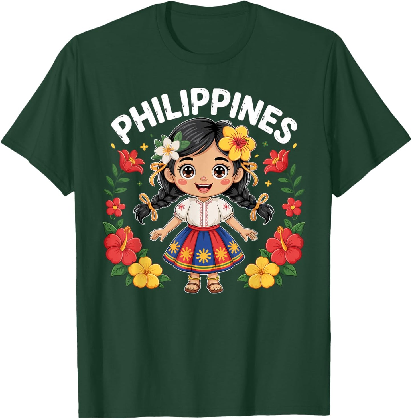 Philippines Flag Culture Pride Cute Filipina Girl for Kids T-Shirt - T-Shirt | Forest