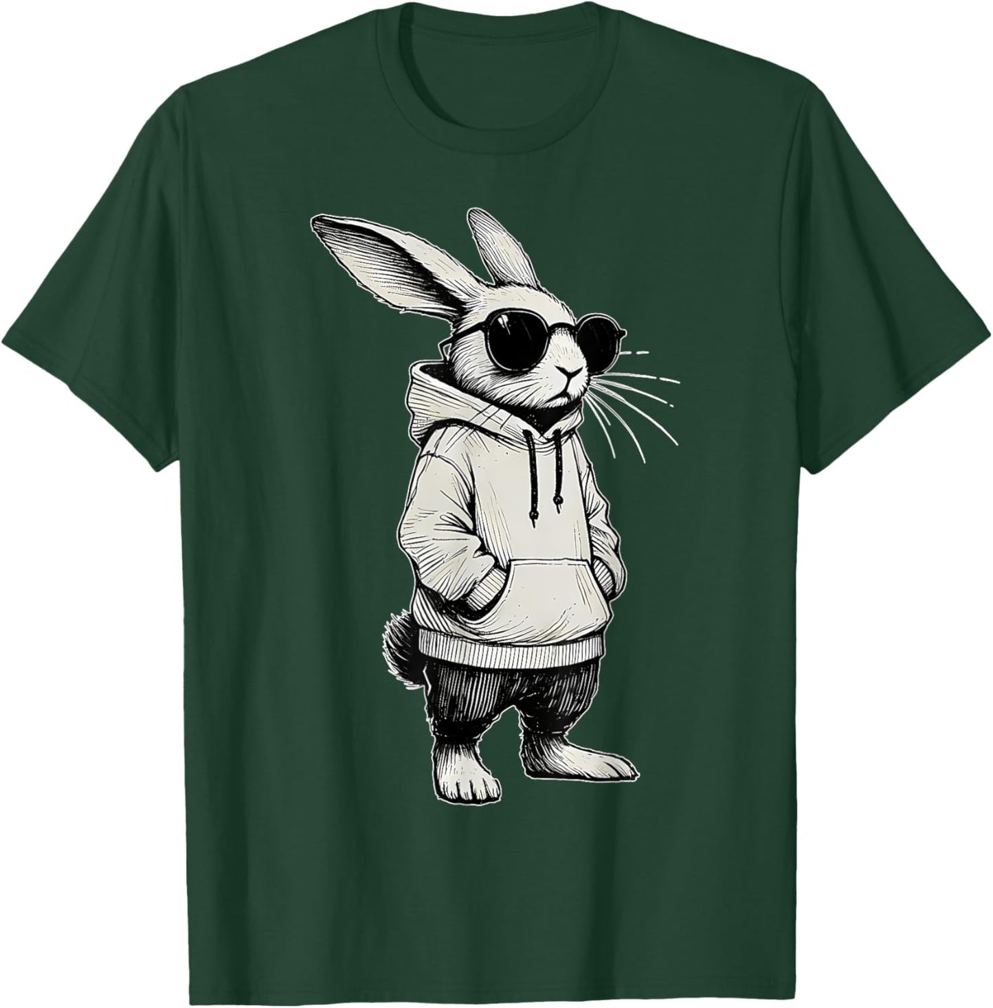 Bunny Face With Sunglasses Easter Day for Boys Men Kids T-Shirt - T-Shirt | Forest