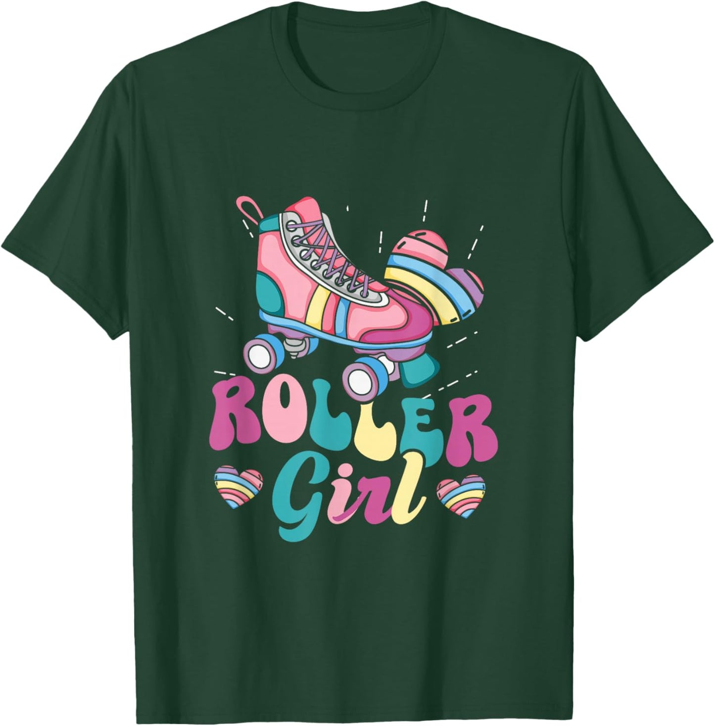 Roller Girl Skater Skating Retro Vintage 70s 80s 90s Skates T-Shirt - T-Shirt | Forest