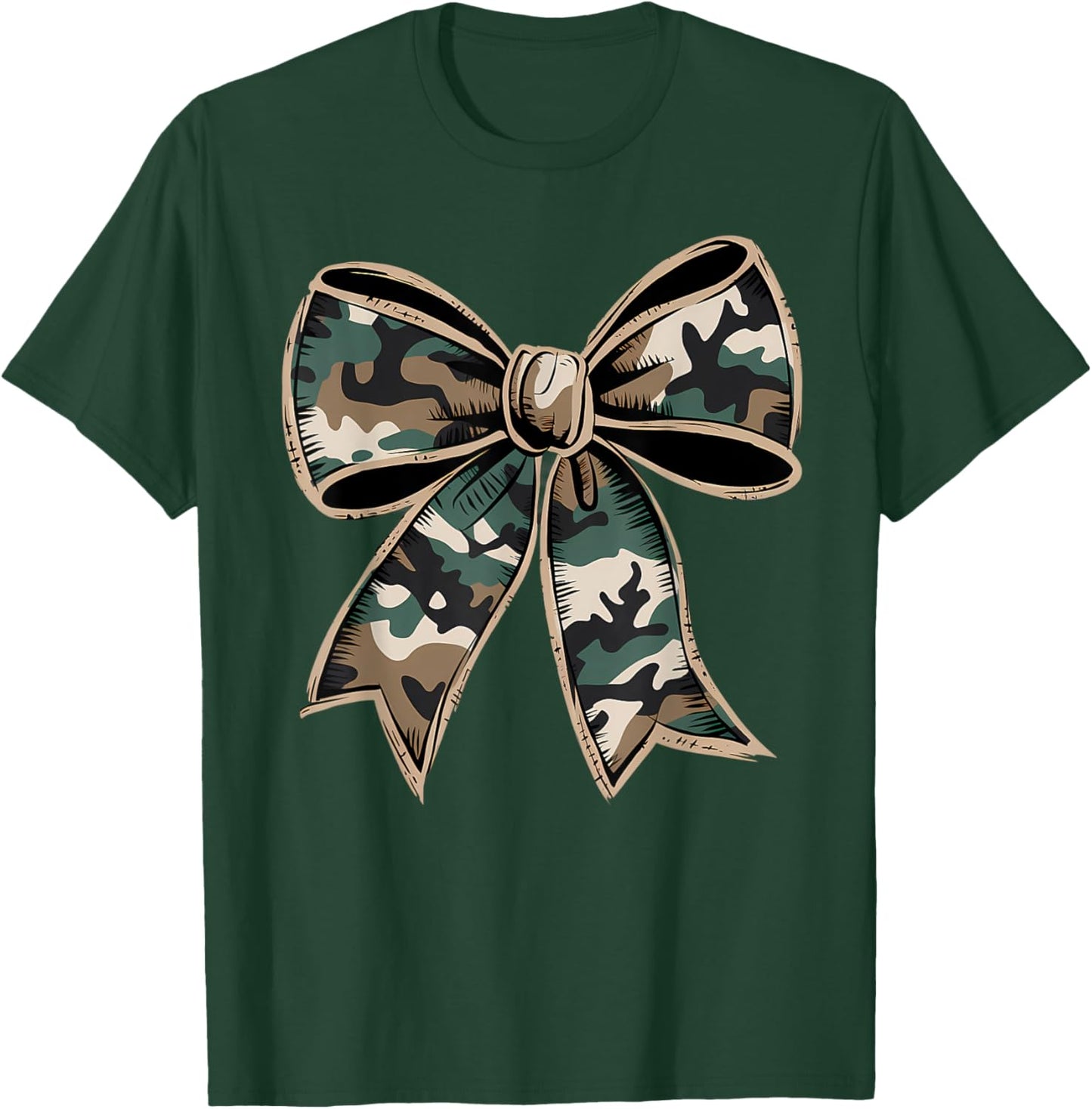 Camouflage Old Camo Bow Camo Coquette Bow Hunting Women Girl T-Shirt - T-Shirt | Forest