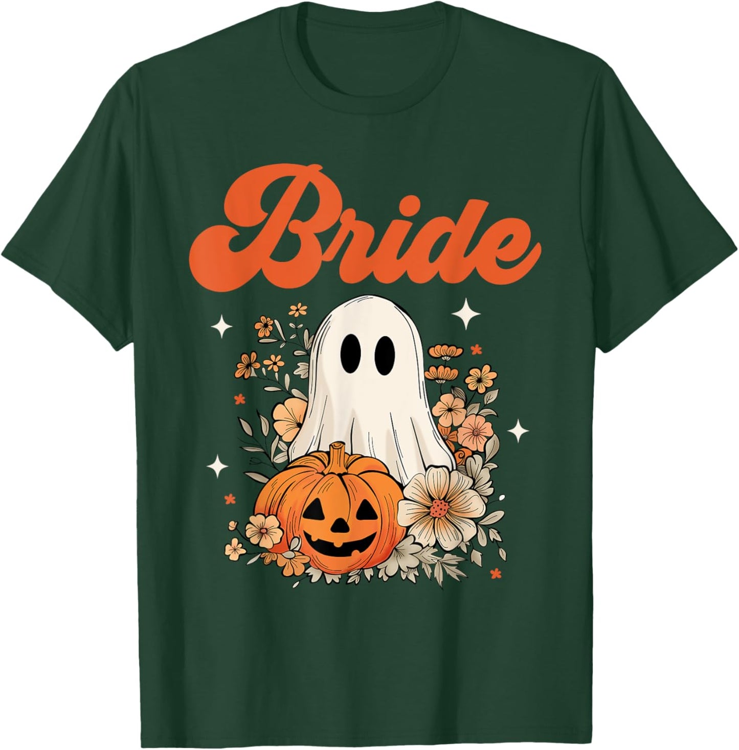 Bride Wildflower Ghost Boo Crew Halloween Bachelorette T-Shirt - T-Shirt | Forest