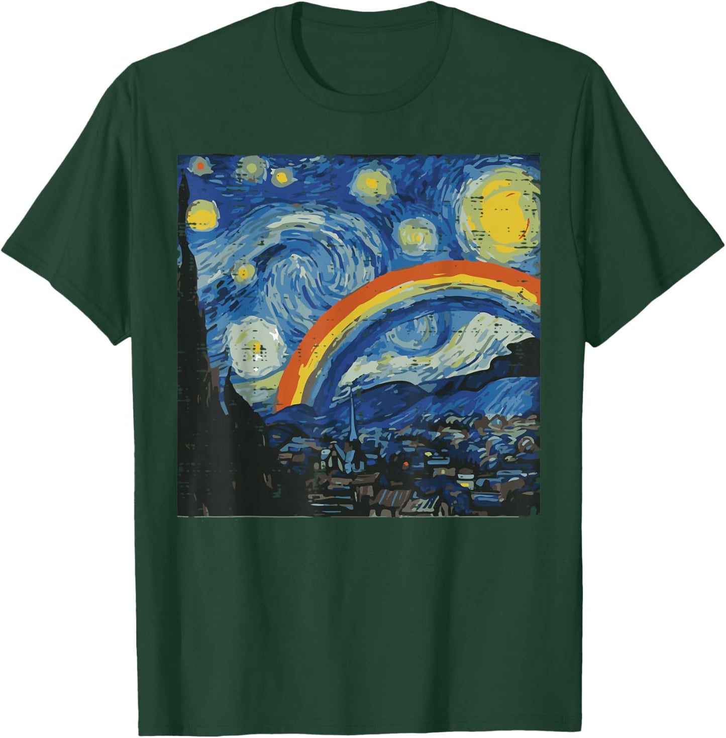 Gay Rainbow Starry Night LGBTQ Pride Month Ally Men Women T-Shirt - T-Shirt | Forest