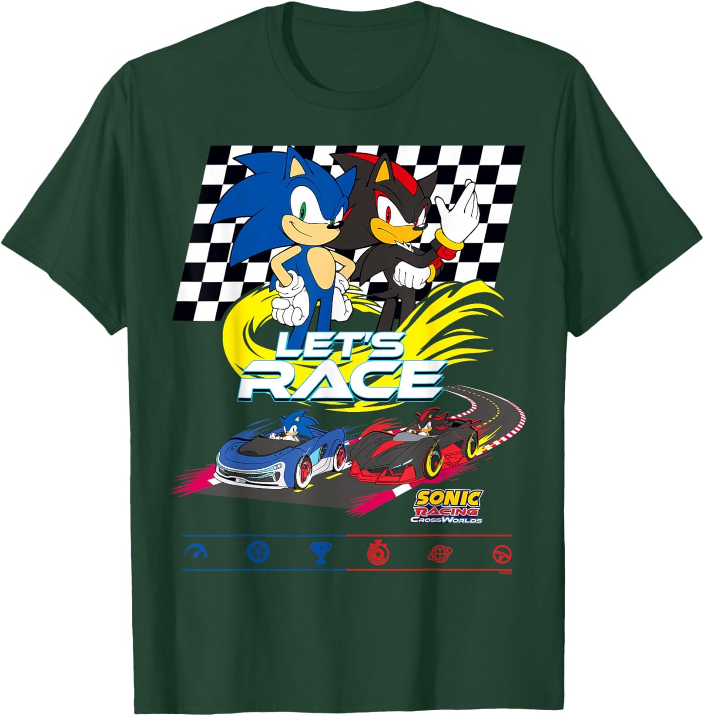Sonic Racing CrossWorlds - Sonic VS Shadow Let's Race T-Shirt - T-Shirt | Forest