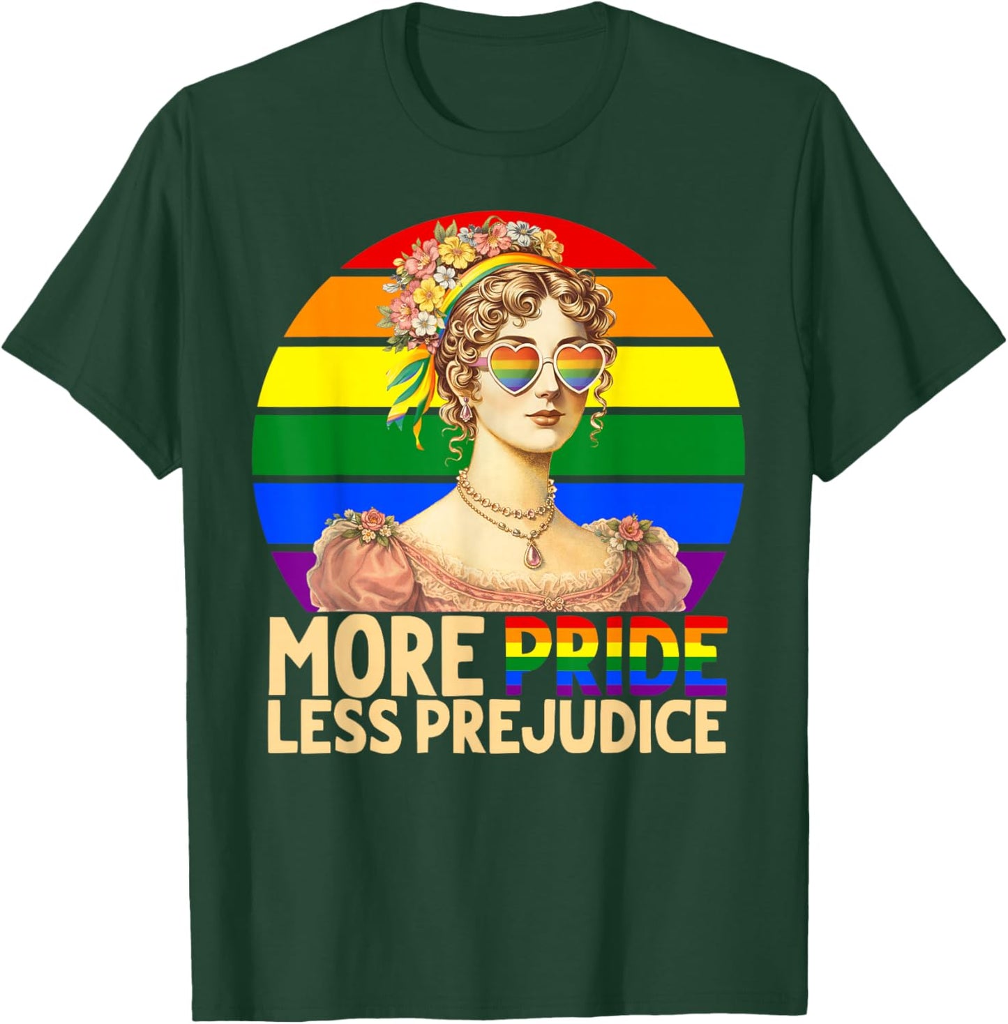 More Pride Less Prejudice Pride Month LGBTQ Gay Lesbian T-Shirt - T-Shirt | Forest