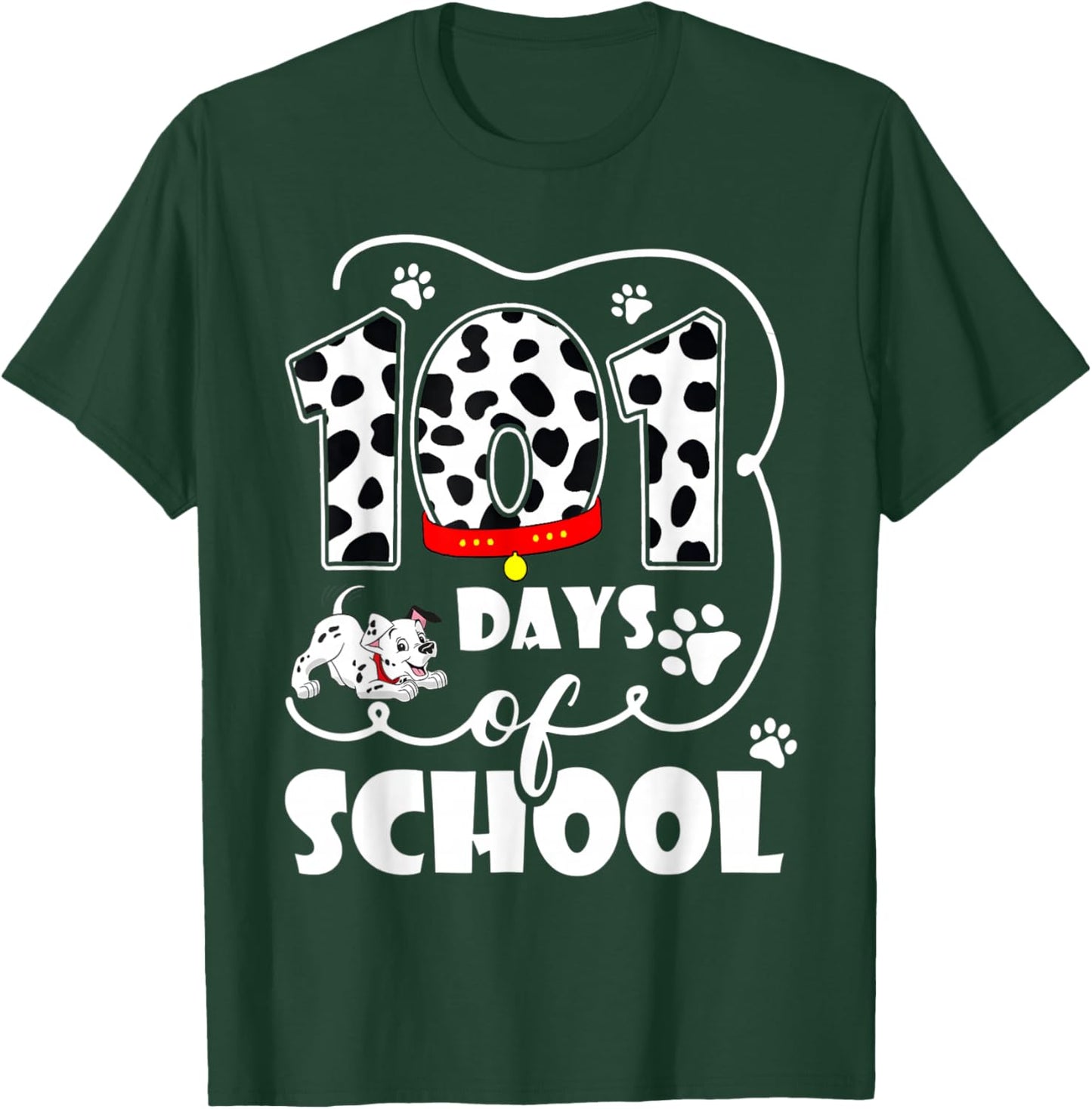 Happy 101 Days School Cute Dog Lover 100 Days Student Kids T-Shirt - T-Shirt | Forest
