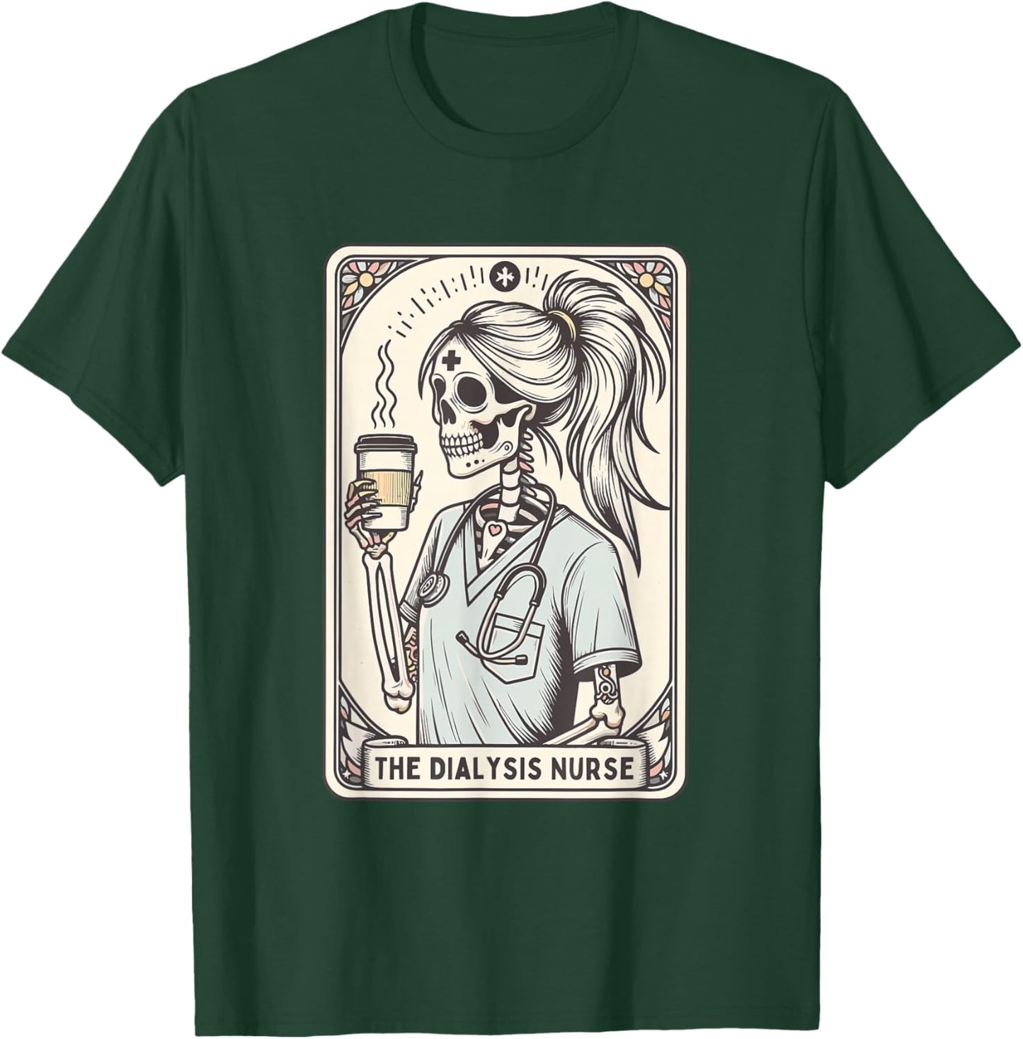 The Dialysis Nurse Halloween Skeleton Nurse Tarot Card Women T-Shirt - T-Shirt | Forest