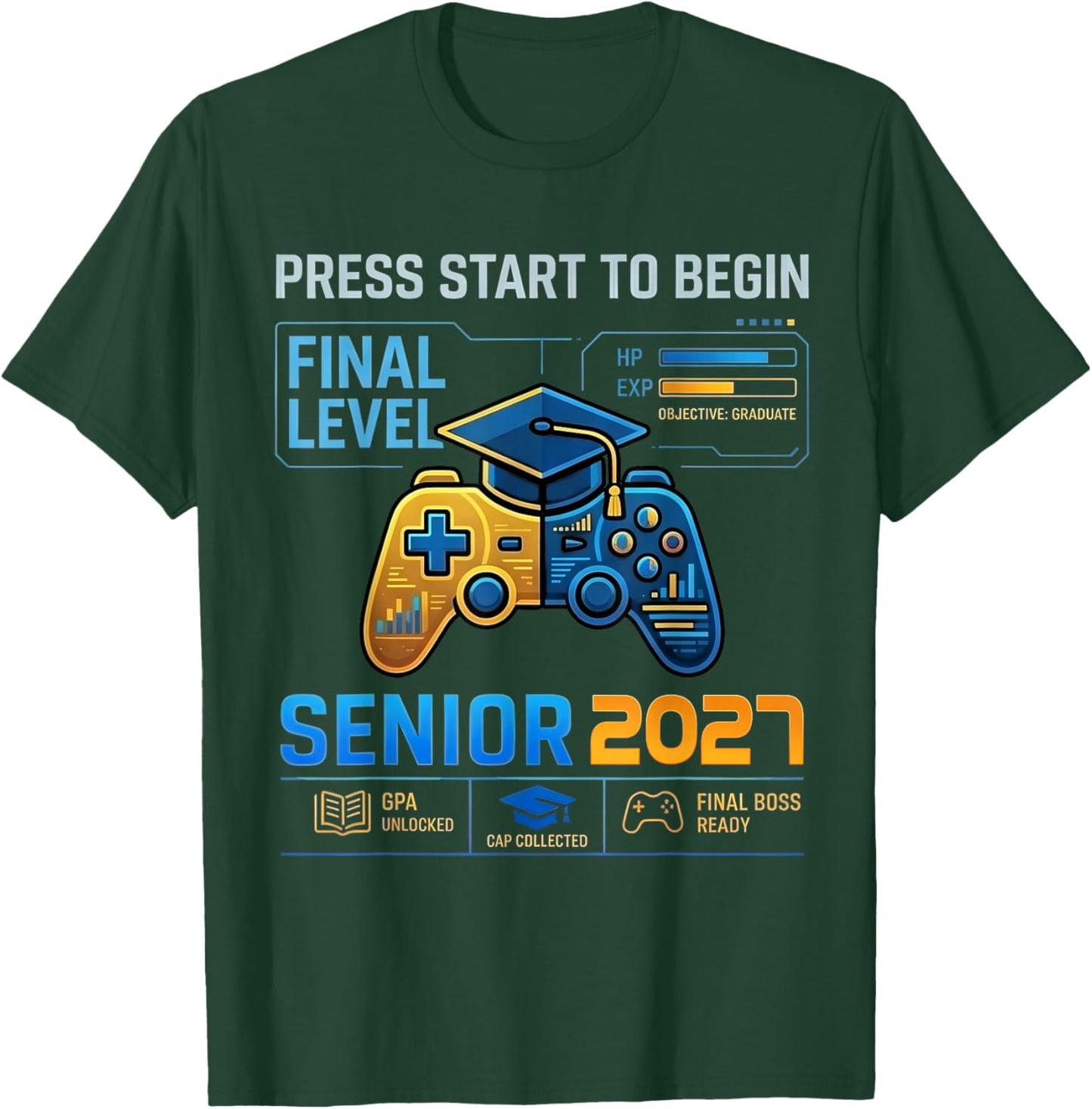 Senior Class of 2027 Back to School Gamer Boys Senior 2027 T-Shirt - T-Shirt | Forest