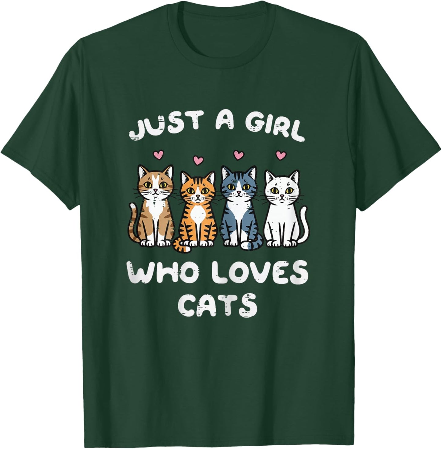 Just Girl Who Loves Cats, Cute Kittens, Girls, Kids, Youth and Women T-Shirt - T-Shirt | Forest