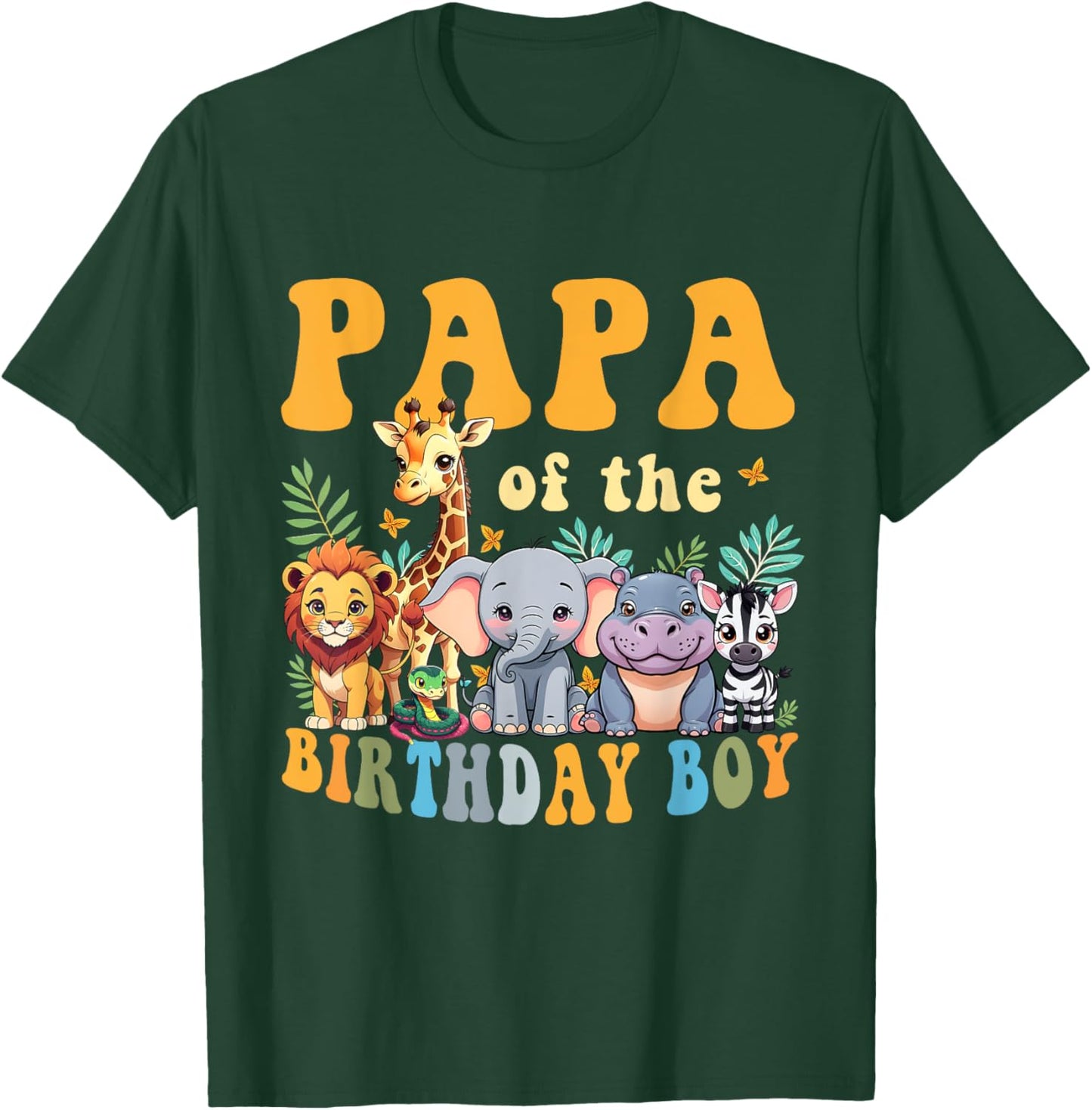 Papa of the Birthday Boy Kids Safari Jungle Animal Matching T-Shirt - T-Shirt | Forest