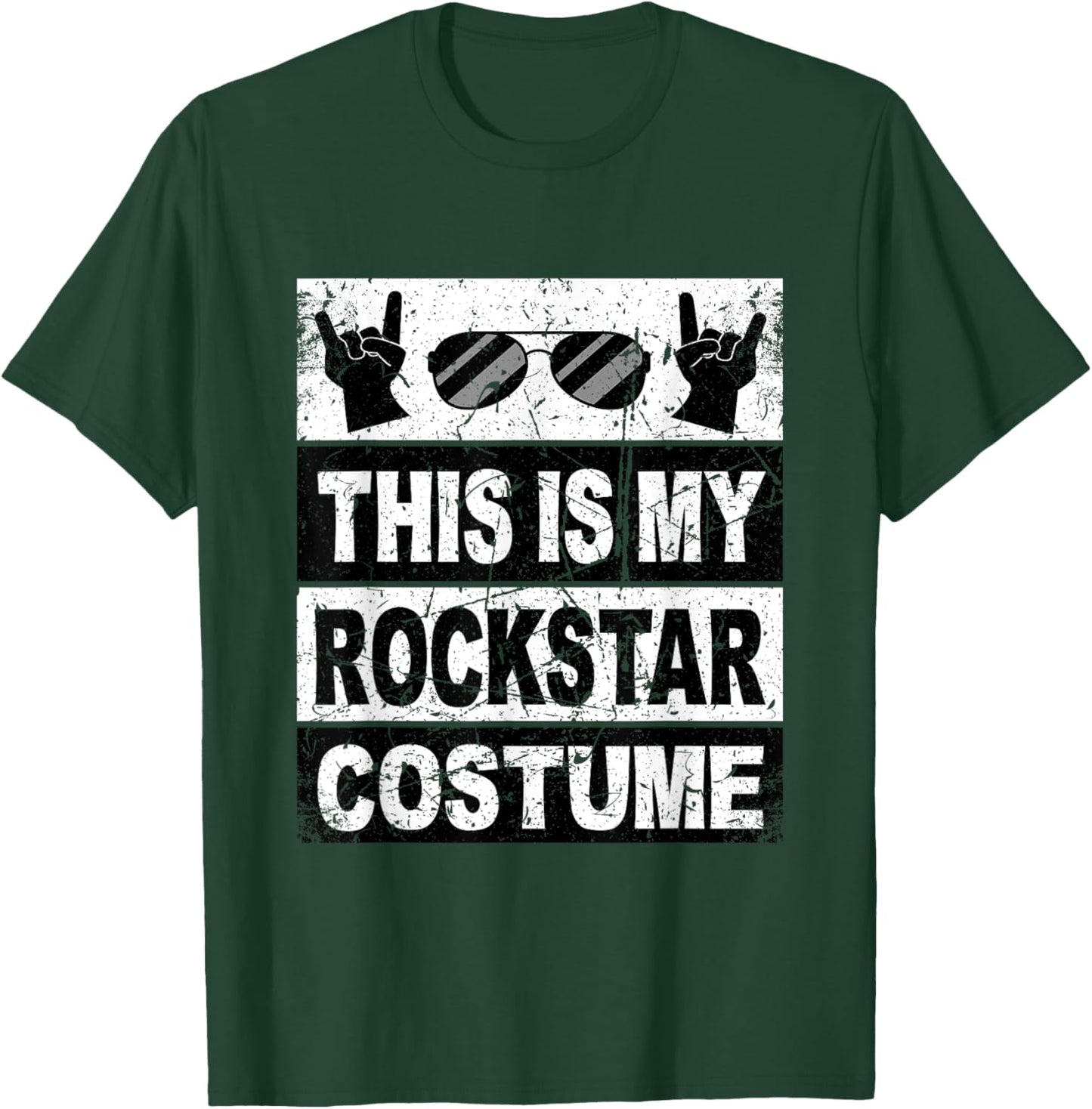 Retro Rockstar Costume Outfit Men Women Kids Adult Rock Star T-Shirt - T-Shirt | Forest