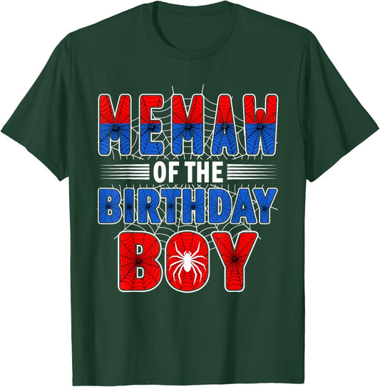 Memaw of The Birthday Boy Spider Web Birthday Party T-Shirt - T-Shirt | Forest