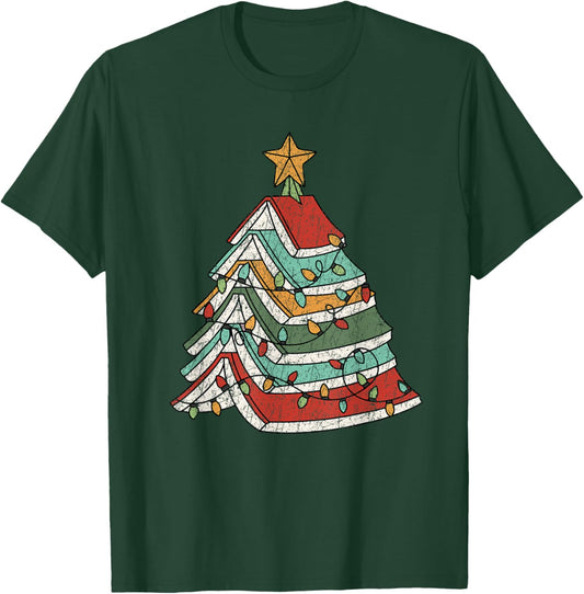 Book Christmas Tree For Librarians Book Lovers T-Shirt - T-Shirt | Forest