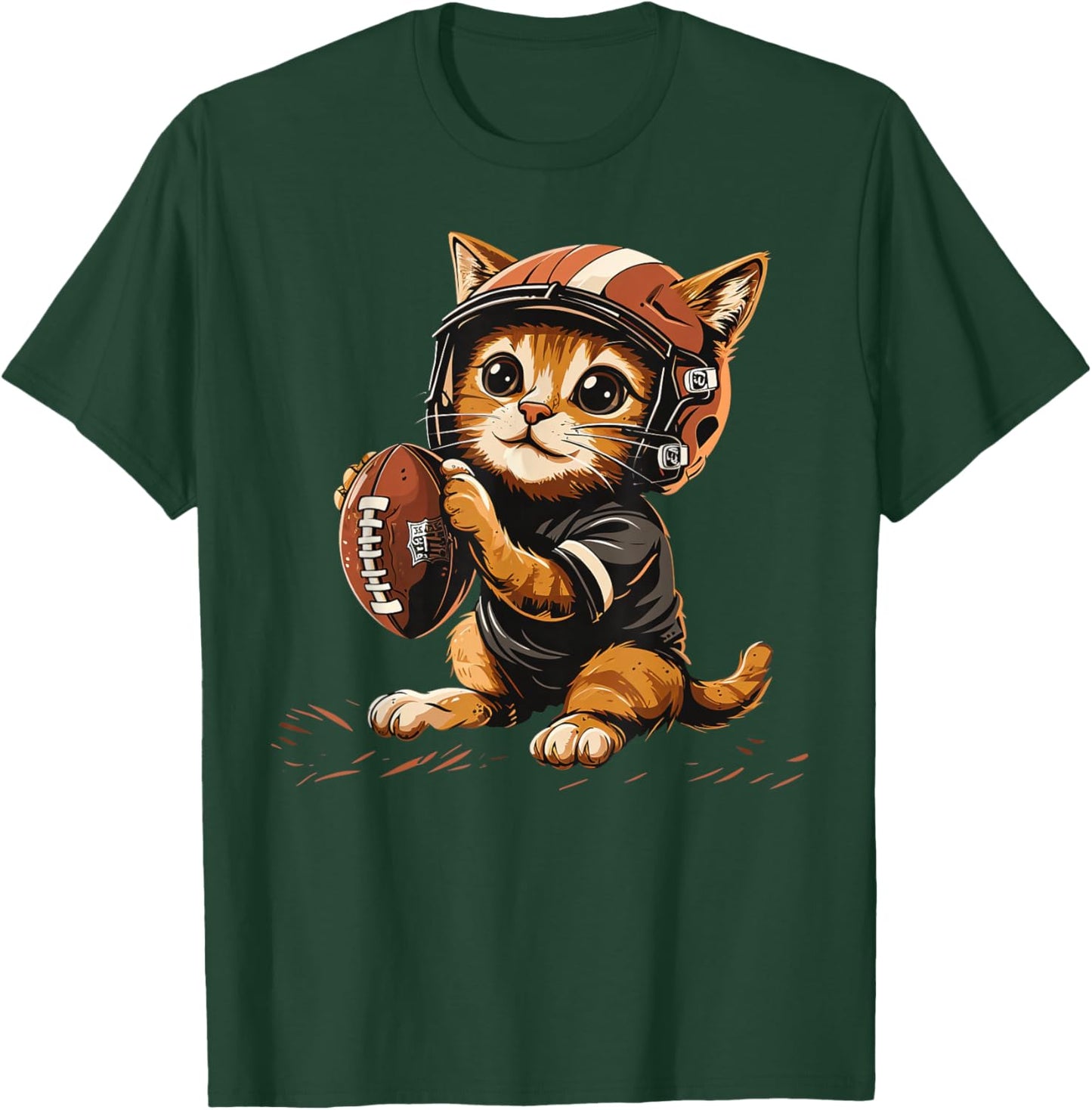 Cute Football Cat on Football player Women Kids T-Shirt - T-Shirt | Forest