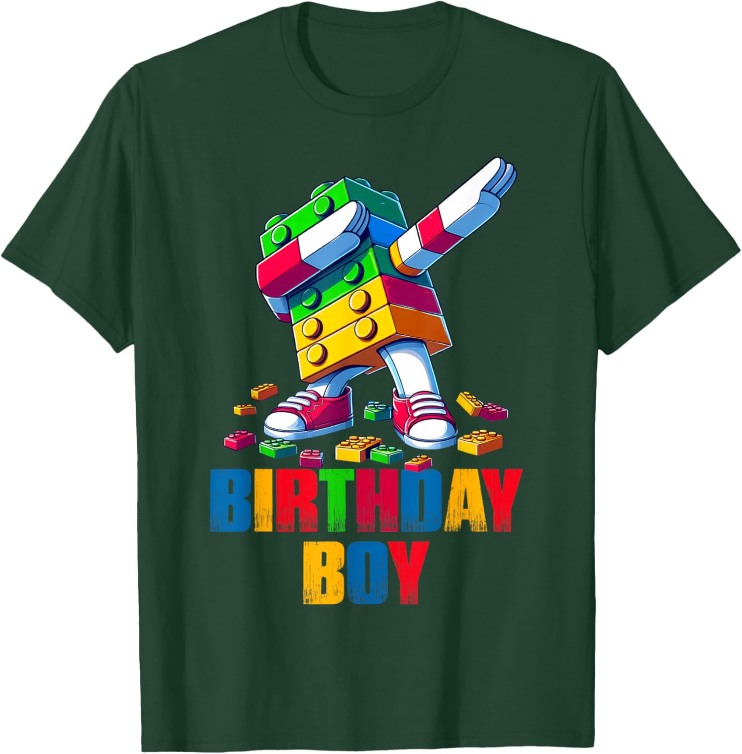 Birthday Boy Dabbing Master Builder Blocks Bricks B Day T-Shirt - T-Shirt | Forest