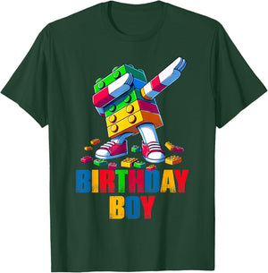 Birthday Boy Dabbing Master Builder Blocks Bricks B Day T-Shirt - T-Shirt | Forest