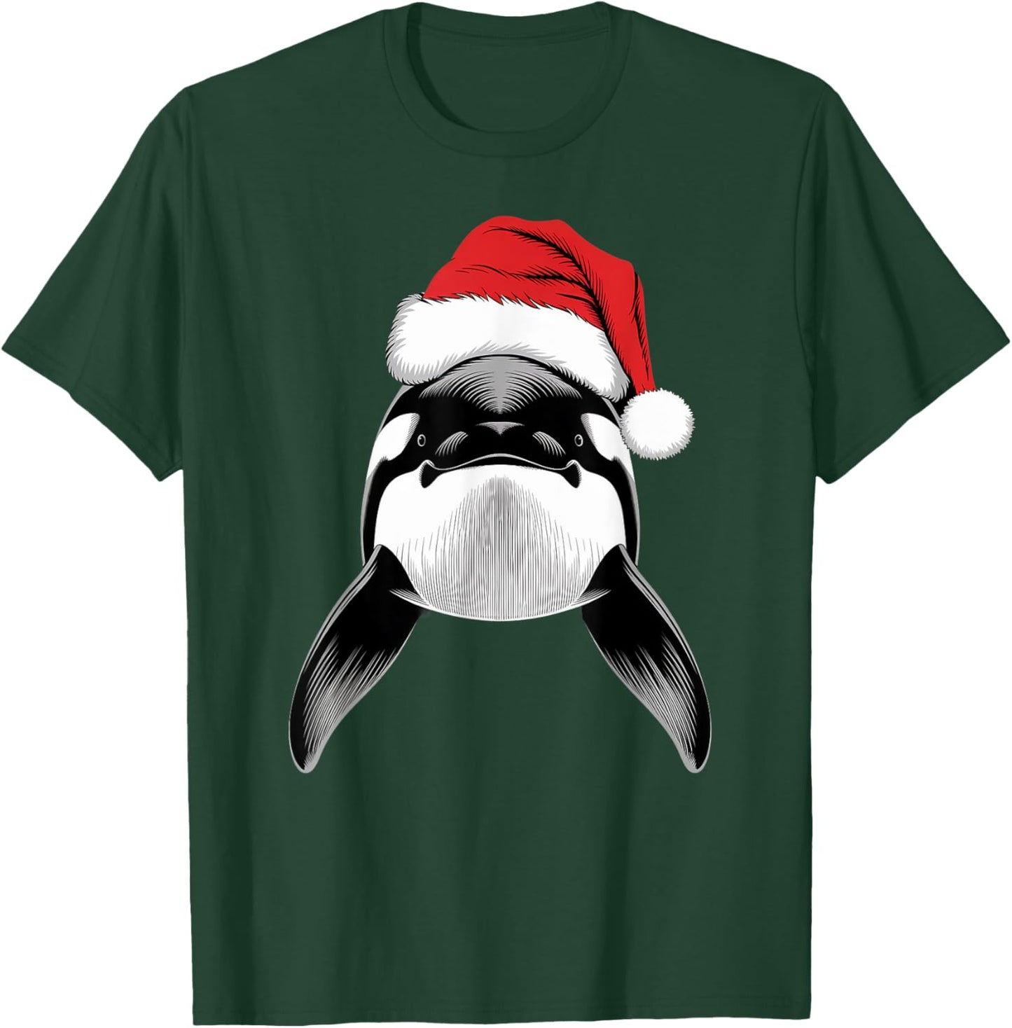 Joyful Orca Santa on Orca Christmas T-Shirt - T-Shirt | Forest