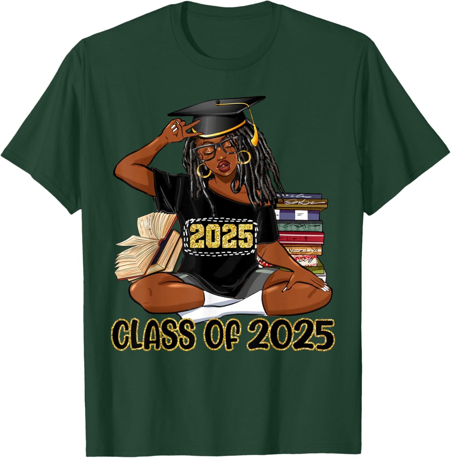 Class Of 2025 African American Women Black Girl Graduation T-Shirt - T-Shirt | Forest