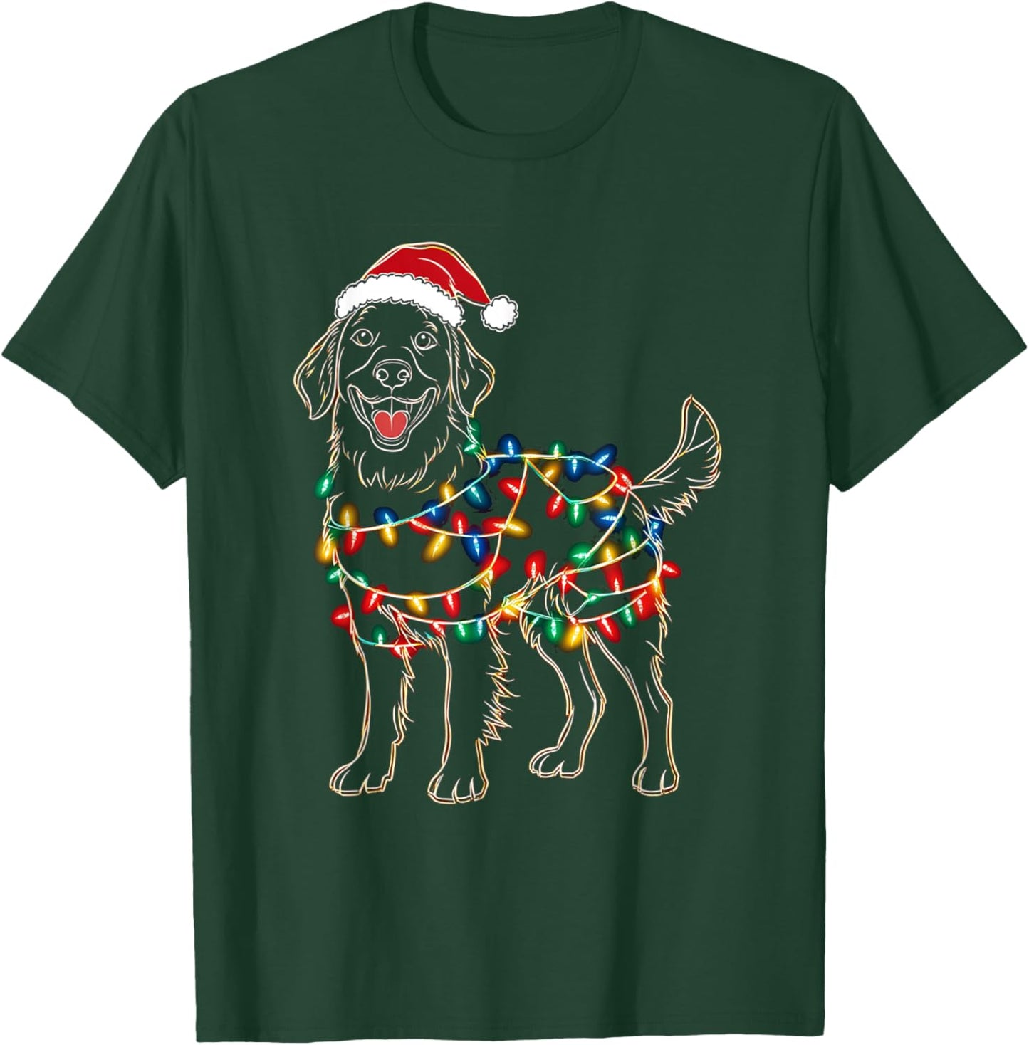 Funny Santa Golden Retriever Retriever Christmas Lights Dog T-Shirt - T-Shirt | Forest