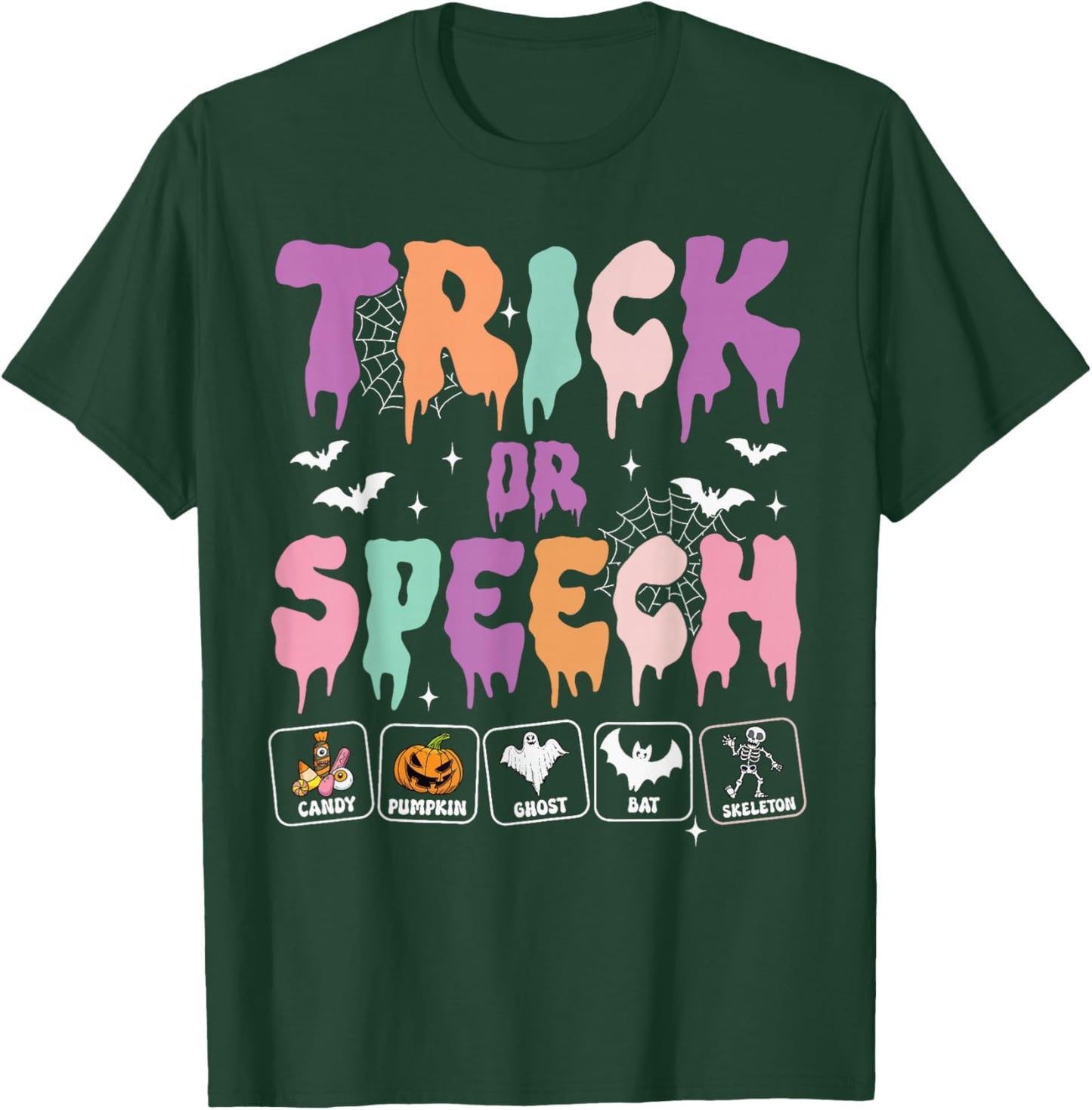 Trick or Speech Retro SLP Halloween Speech Therapy Halloween T-Shirt - T-Shirt | Forest