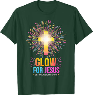 Glow for Jesus Let your Light Shine T-Shirt - T-Shirt | Forest