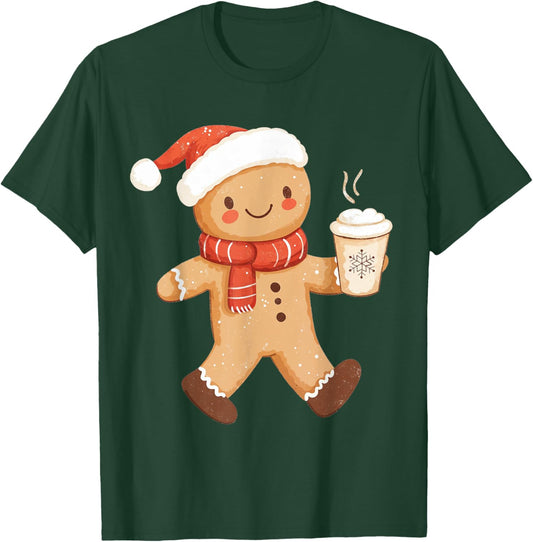 Gingerbread Coffee Lover Xmas Cookie Baking Women Christmas T-Shirt - T-Shirt | Forest