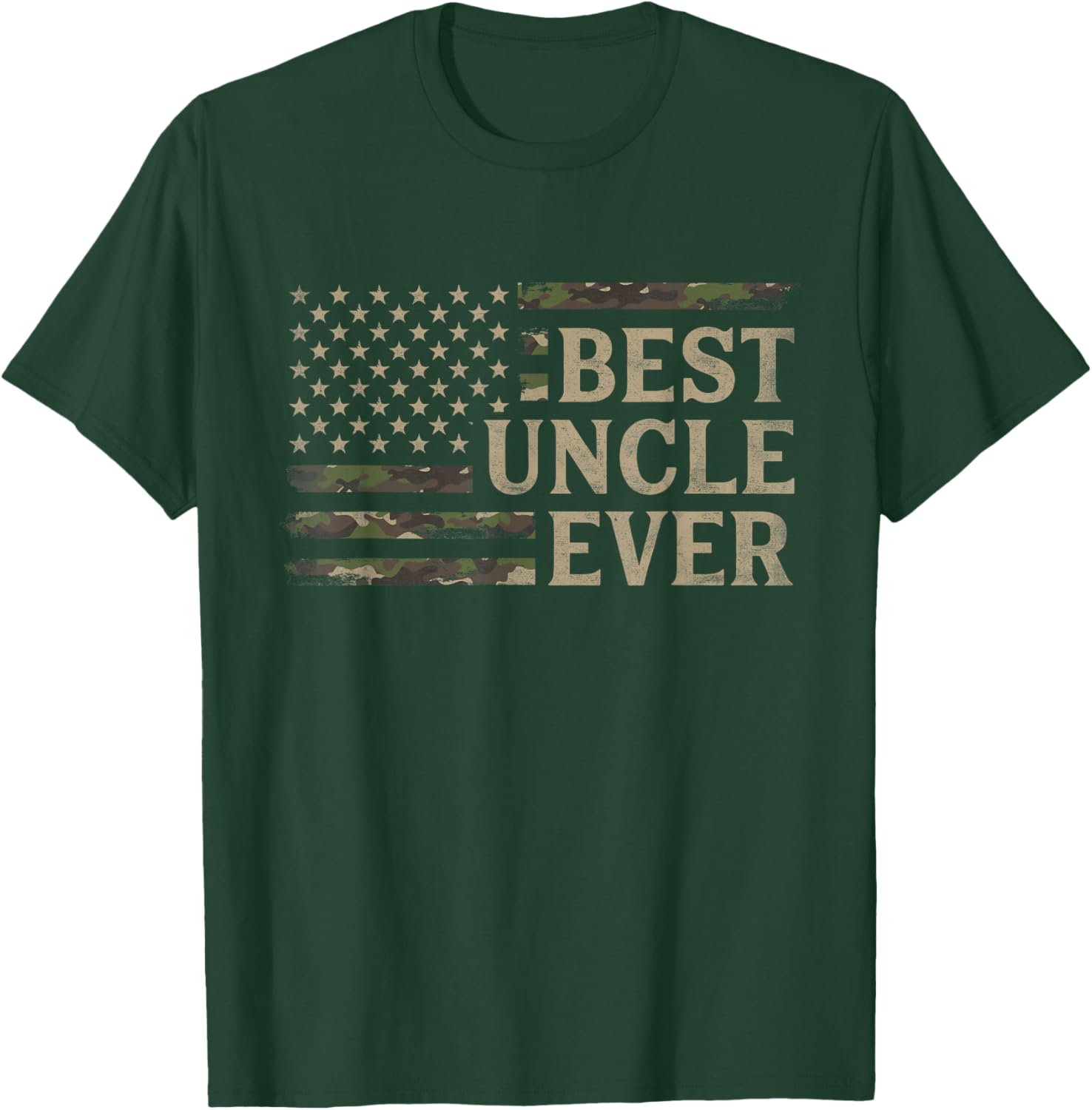 Camo Best Uncle Ever Camourflage USA Flag Fathers Day T-Shirt - T-Shirt | Forest