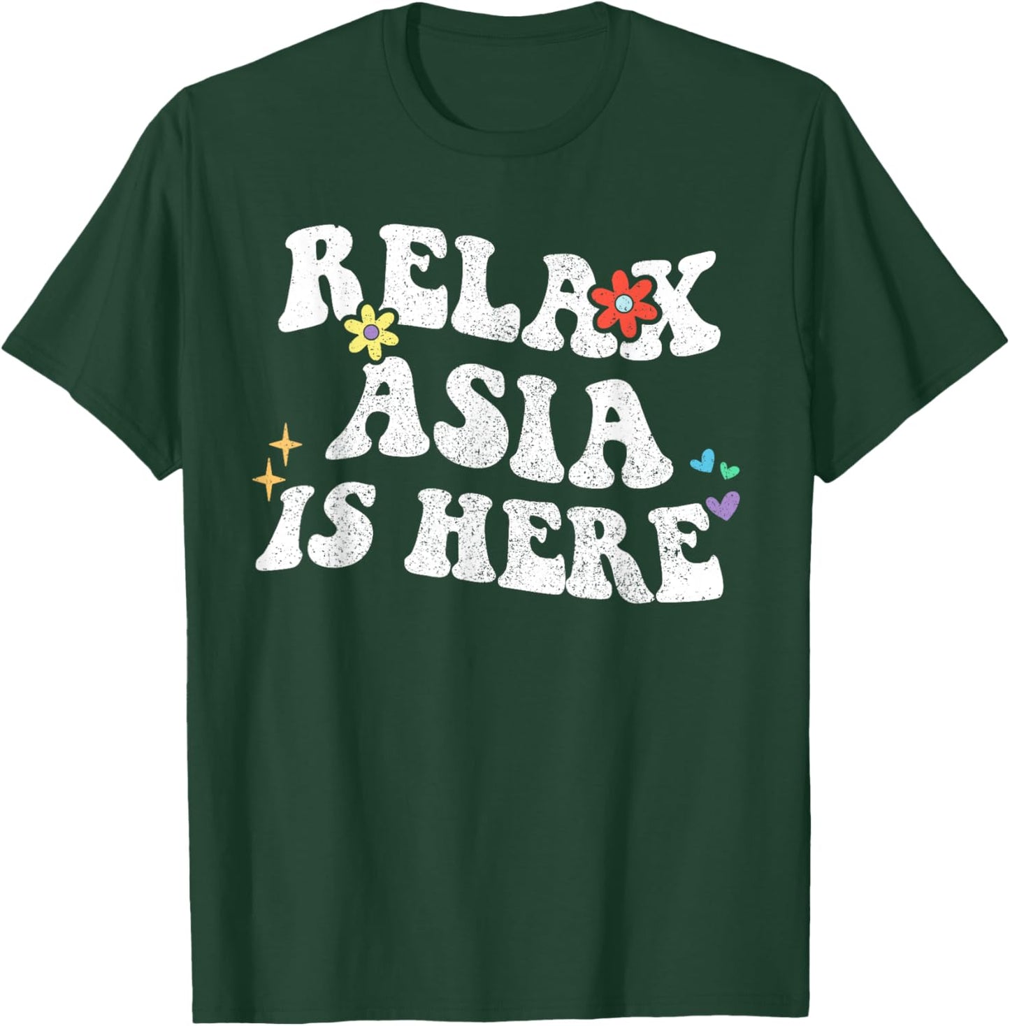 Retro Groovy Relax ASIA Is Here Funny Mother's Day Name T-Shirt - T-Shirt | Forest