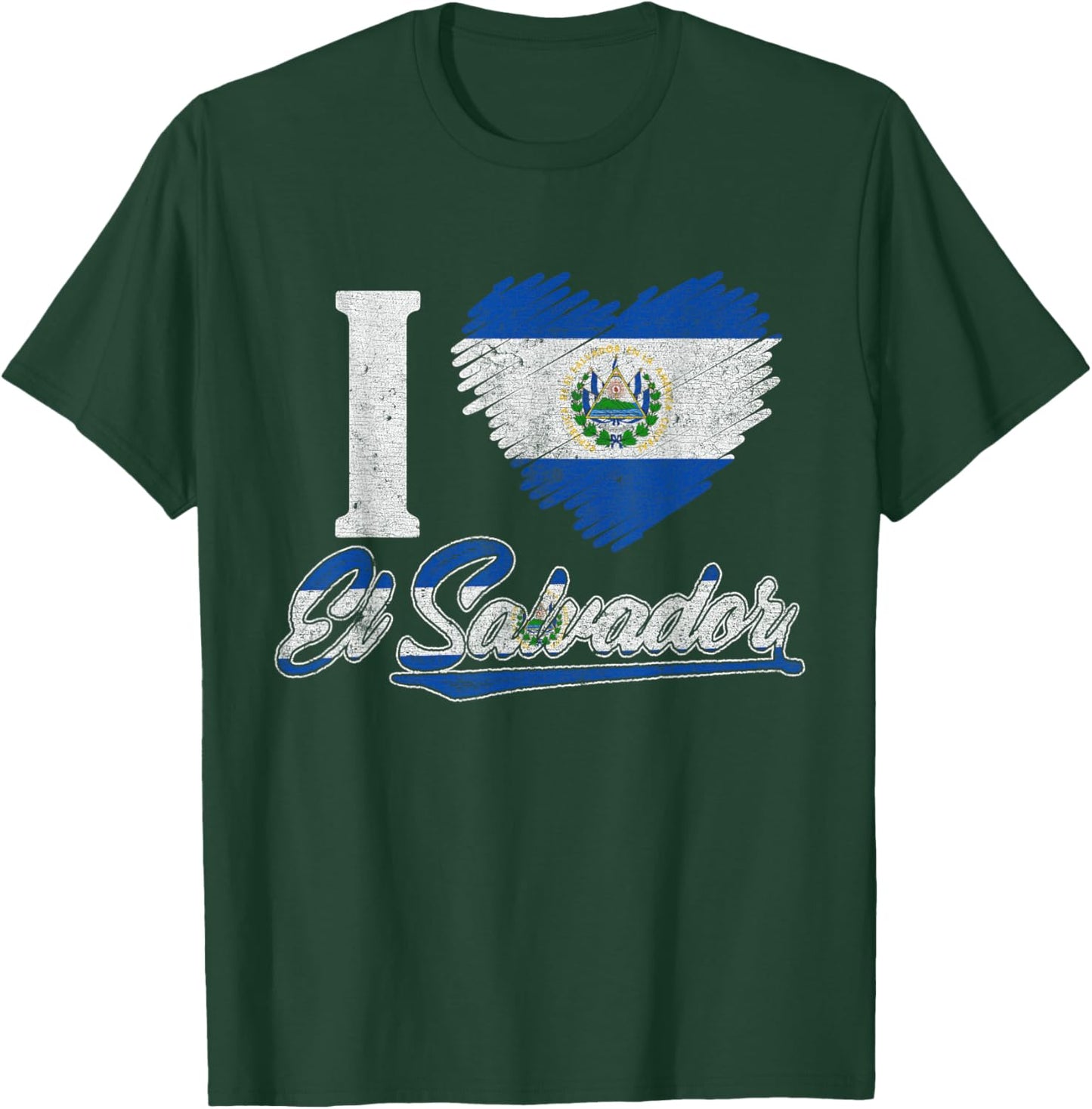 I Love El Salvador Salvadoran Flag Hispanic Heritage Month T-Shirt - T-Shirt | Forest