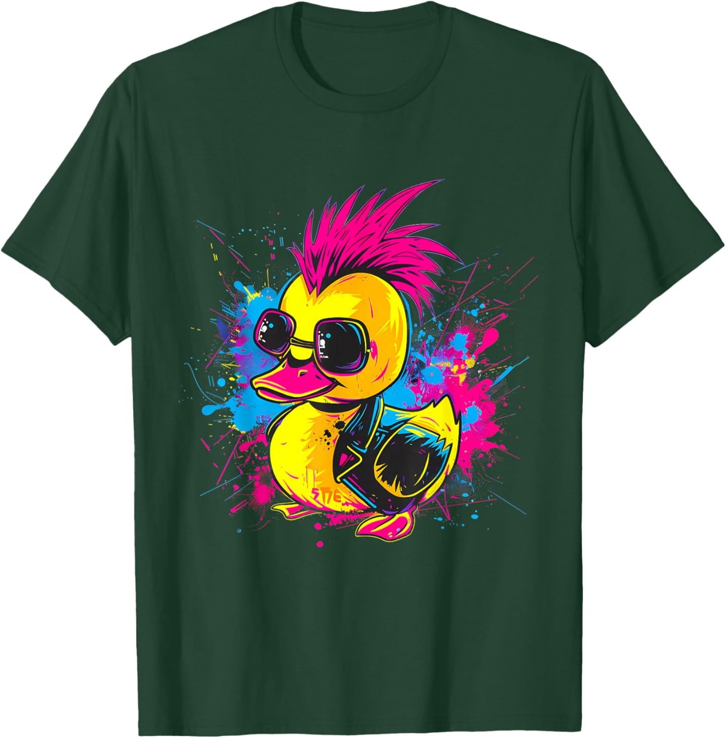 Rubber Duck Punk Rock Watercolor Rubber Duckling Duck Lover T-Shirt - T-Shirt | Forest