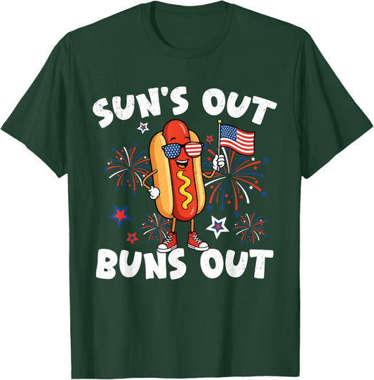 Funny 4th of July Hotdog USA Flag Patriotic Women Men Kids T-Shirt - T-Shirt | Forest