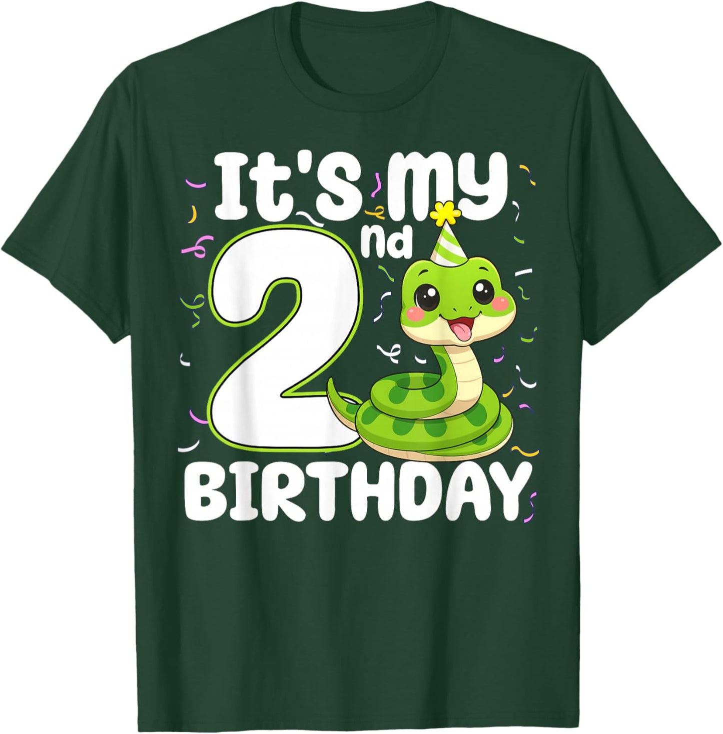 2nd Birthday Snake Lover Two 2 Years Old Birthday Boy Girl T-Shirt - T-Shirt | Forest