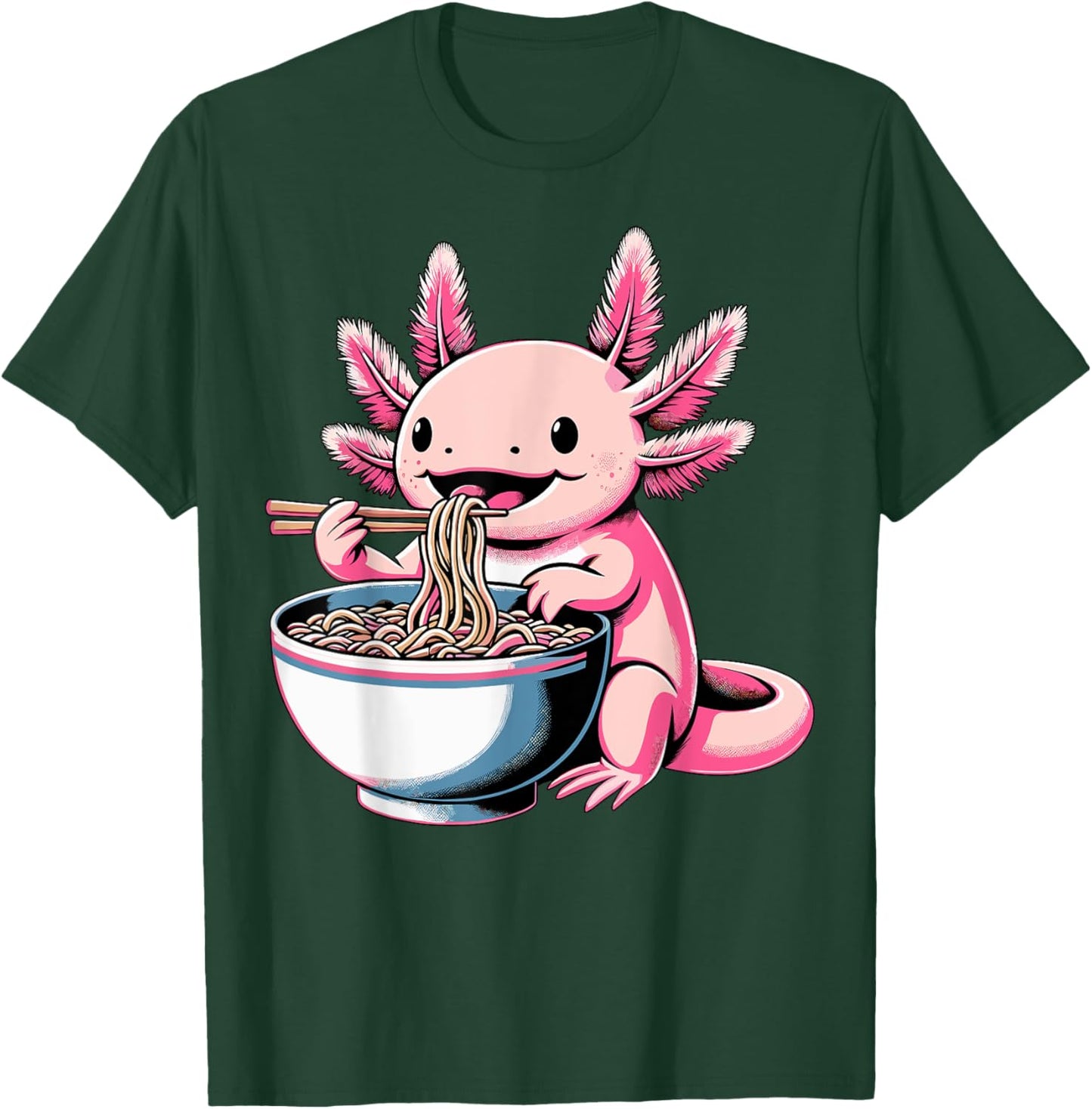 Axolotl Eating Ramen Lover Kawaii Axolotl T-Shirt - T-Shirt | Forest