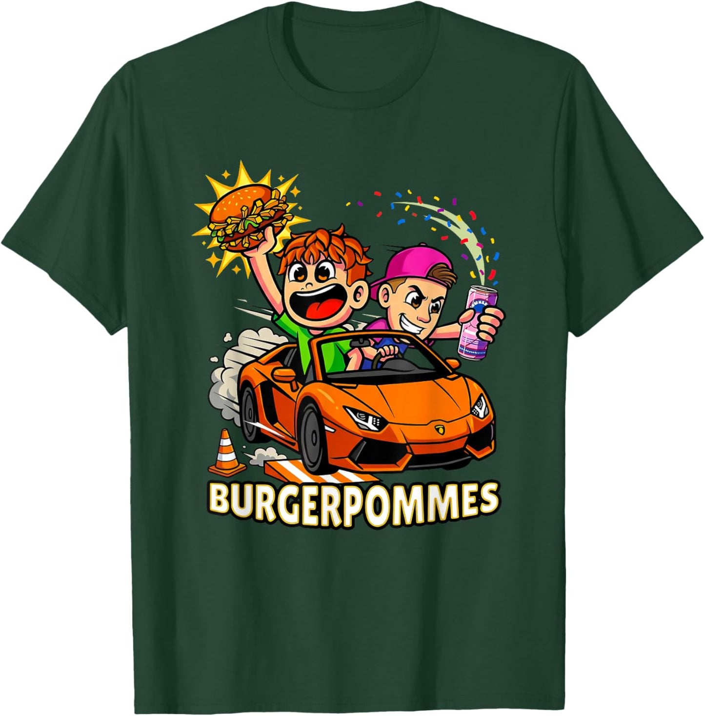Burger Pommes Comic Art Spielzeugauto Snack T-Shirt - T-Shirt | Forest