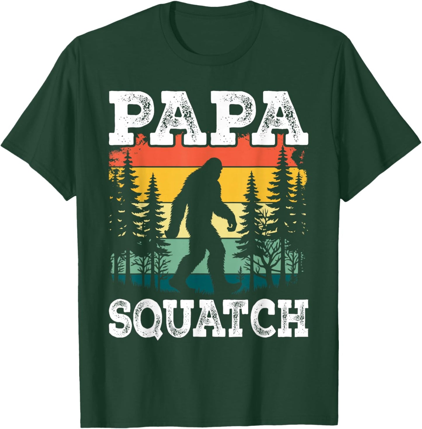 Papa Squatch Funny Dad Bigfoot Retro Fathers Day Vintage T-Shirt - T-Shirt | Forest