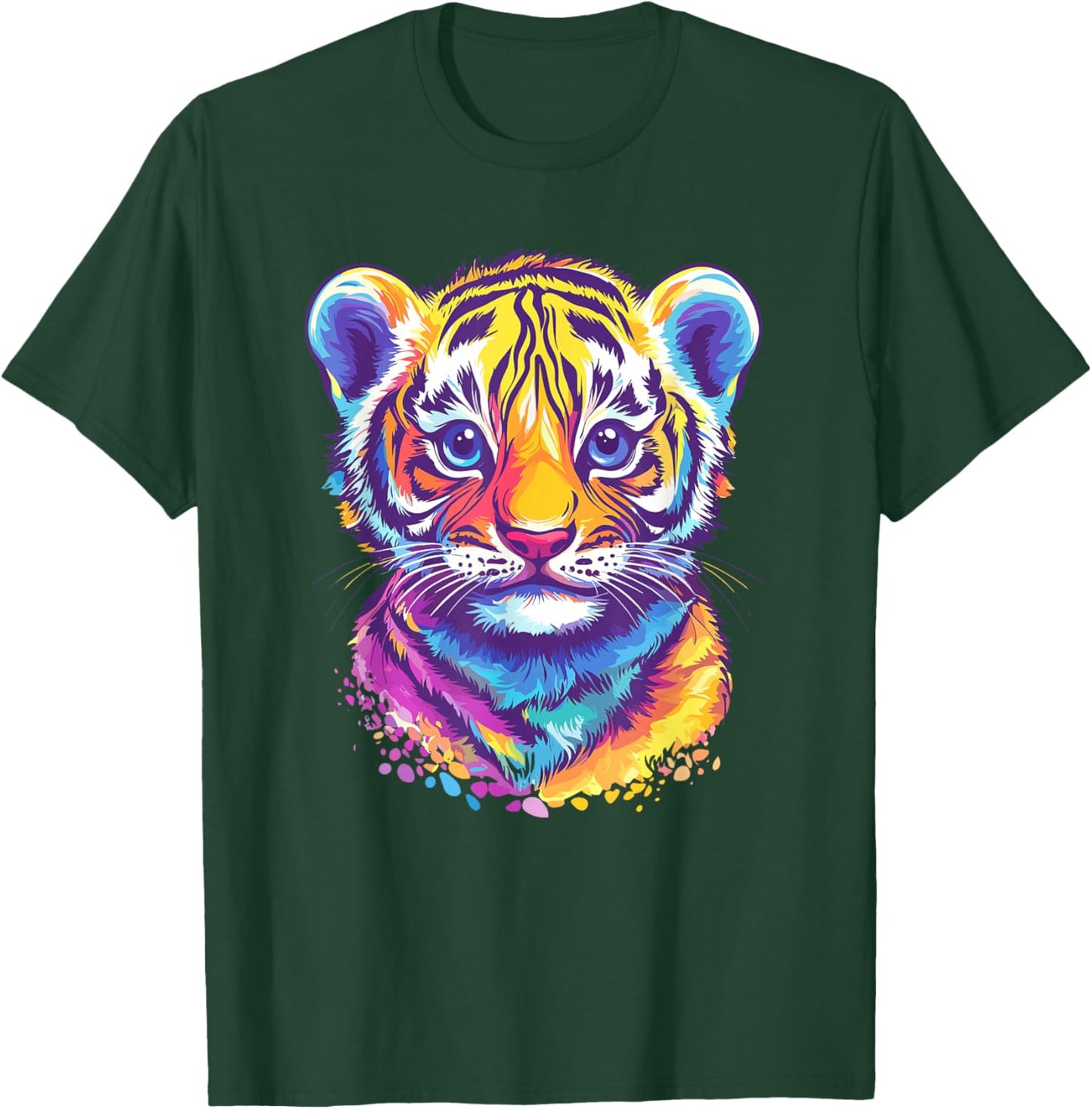 Colorful Tiger Cub Vibrant Colors T-Shirt - T-Shirt | Forest